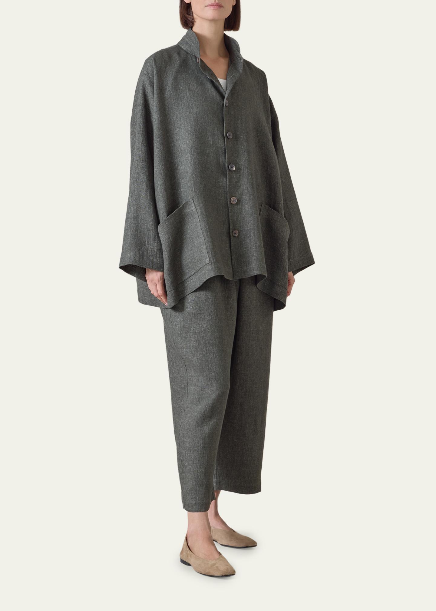 eskandar エスカンダー　リネンセットアップ Eskandar Heavyweight Delave Linen Angle-To-Front Double Stand