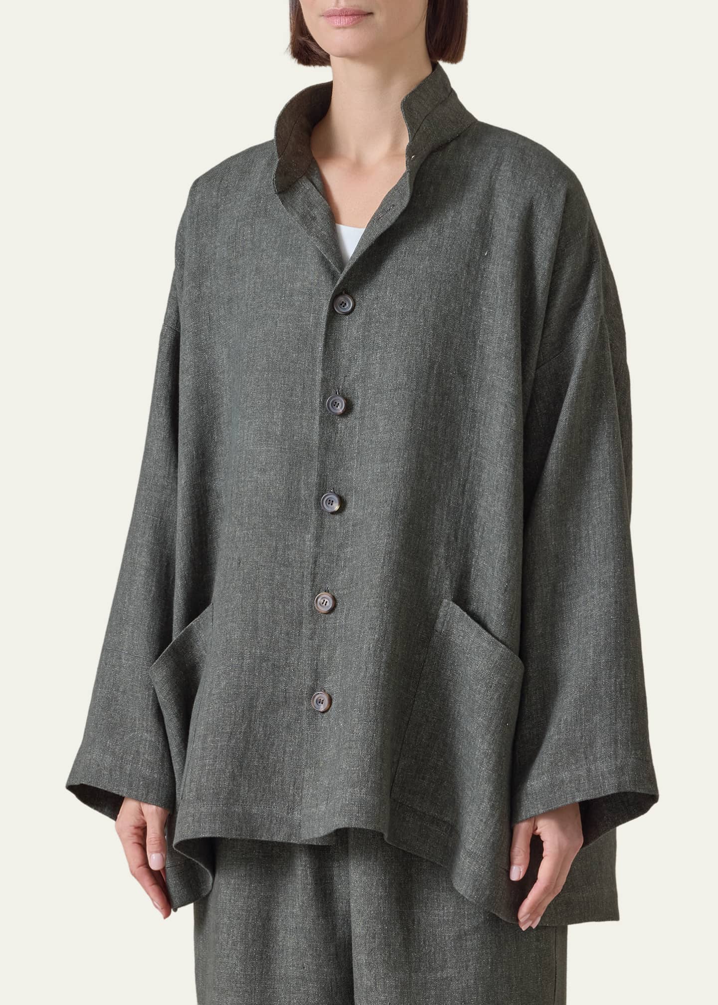 Eskandar Heavyweight Delave Linen Angle-To-Front Double Stand