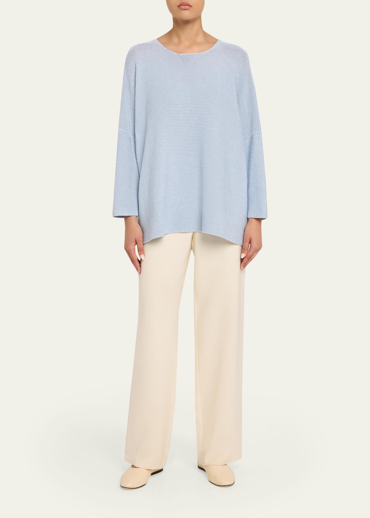 Eskandar Linen-Cotton Bateau Neck Sweater - Mid Plus Length