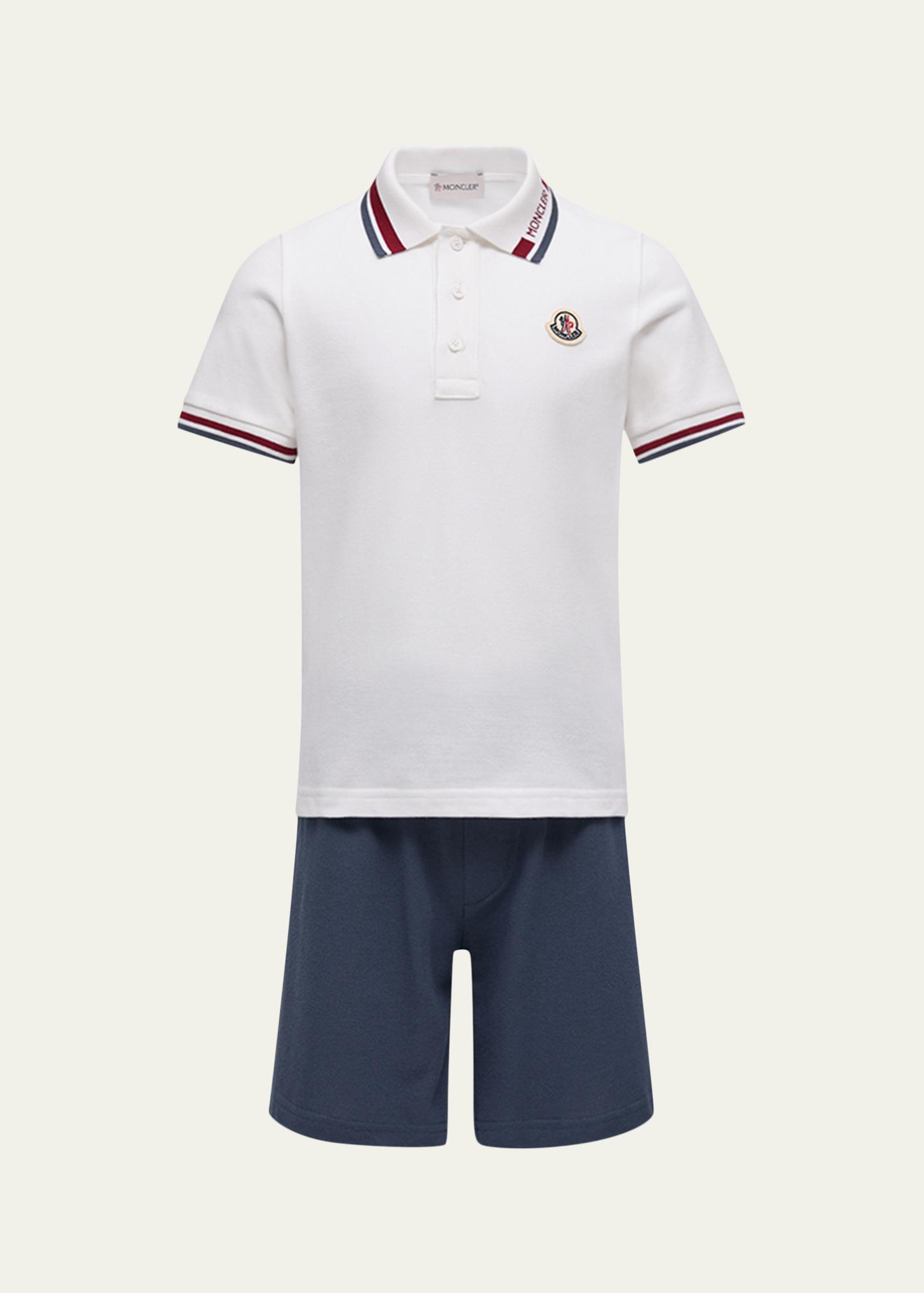 Moncler Boy's Stretch Cotton Pique Polo and Shorts Set, Size 12-14 ...