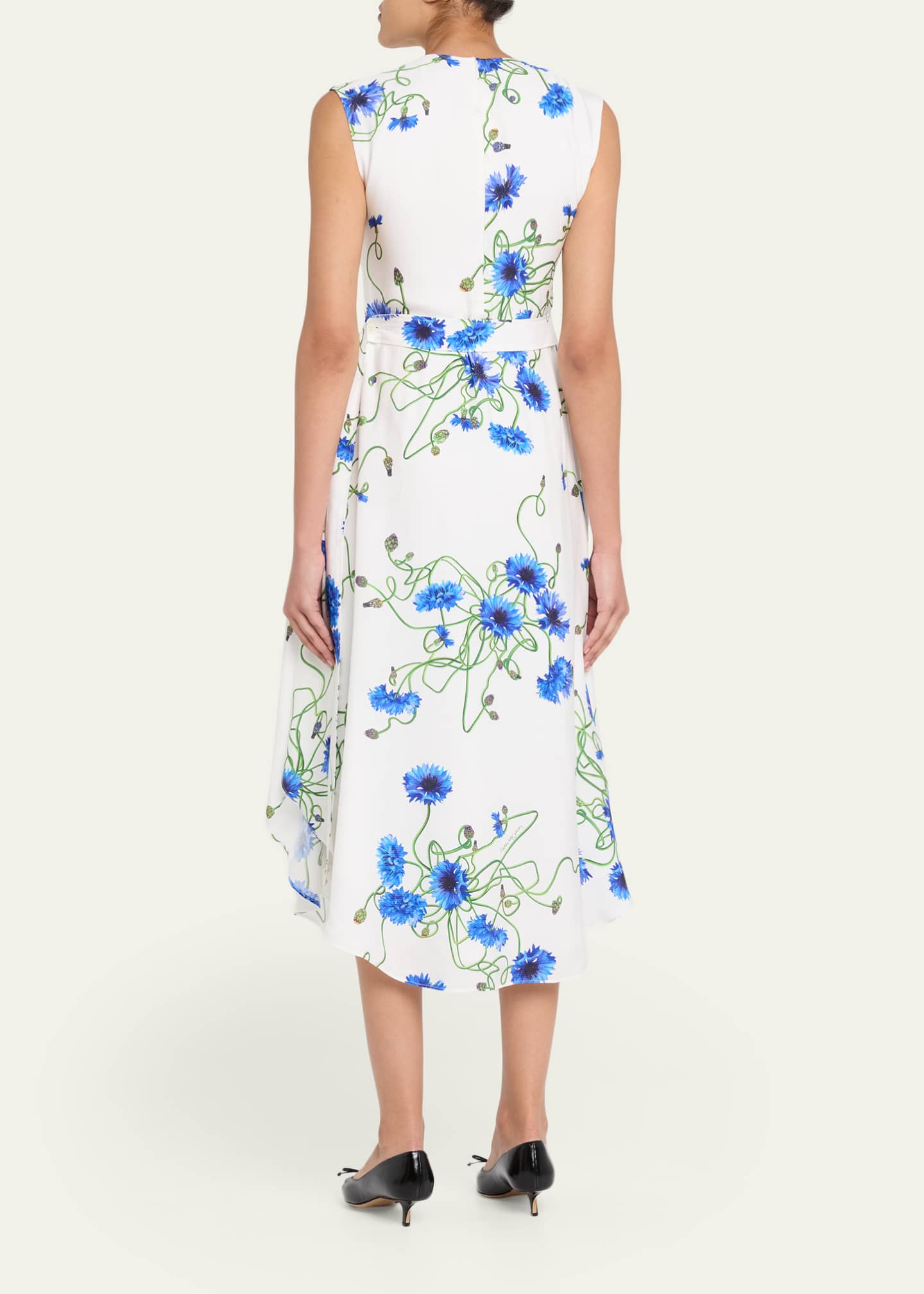 Stella McCartney Floral Print Hammered Viscose Midi Dress