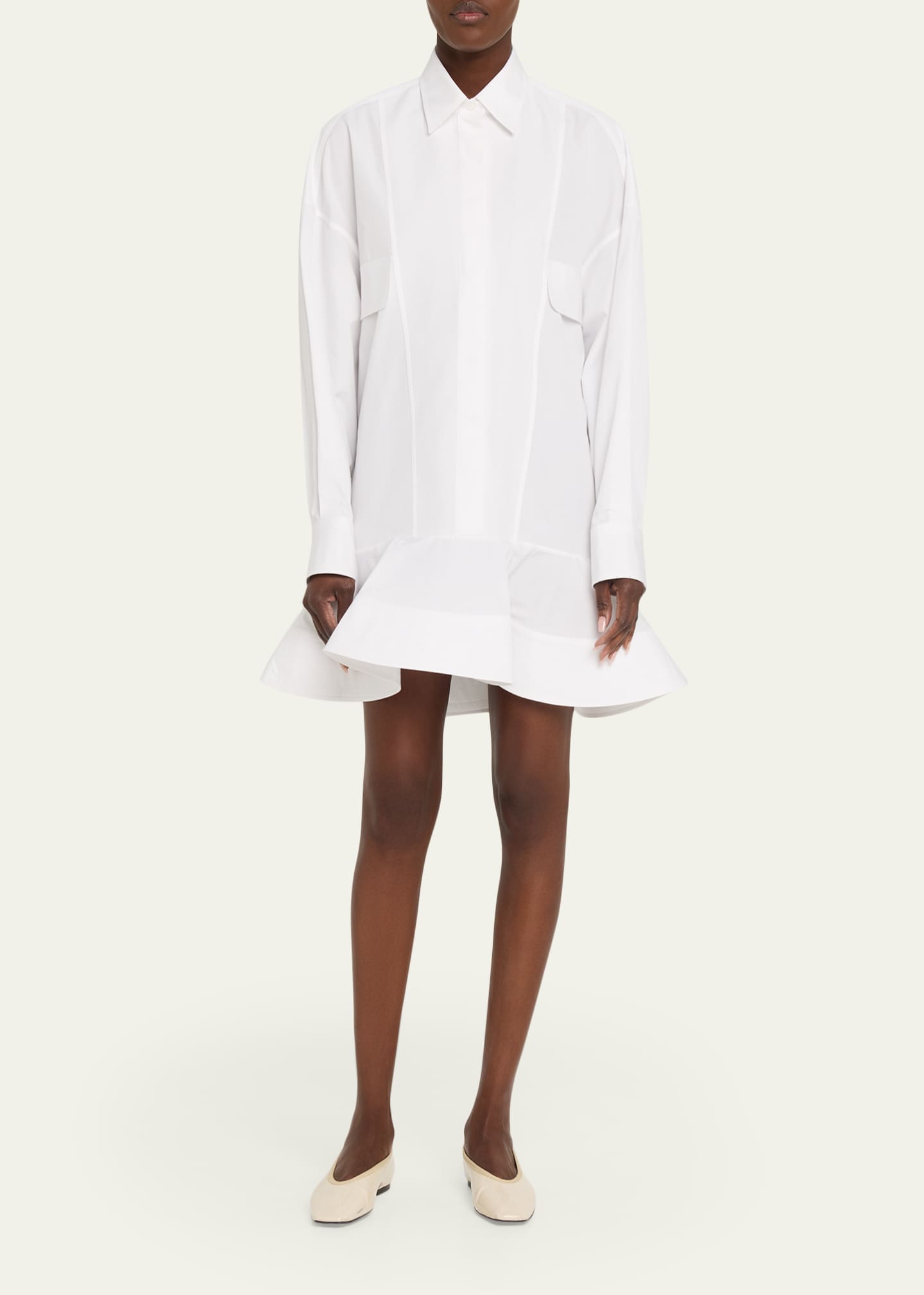 Stella McCartney Poplin Peplum Pique Shirtdress - Bergdorf Goodman