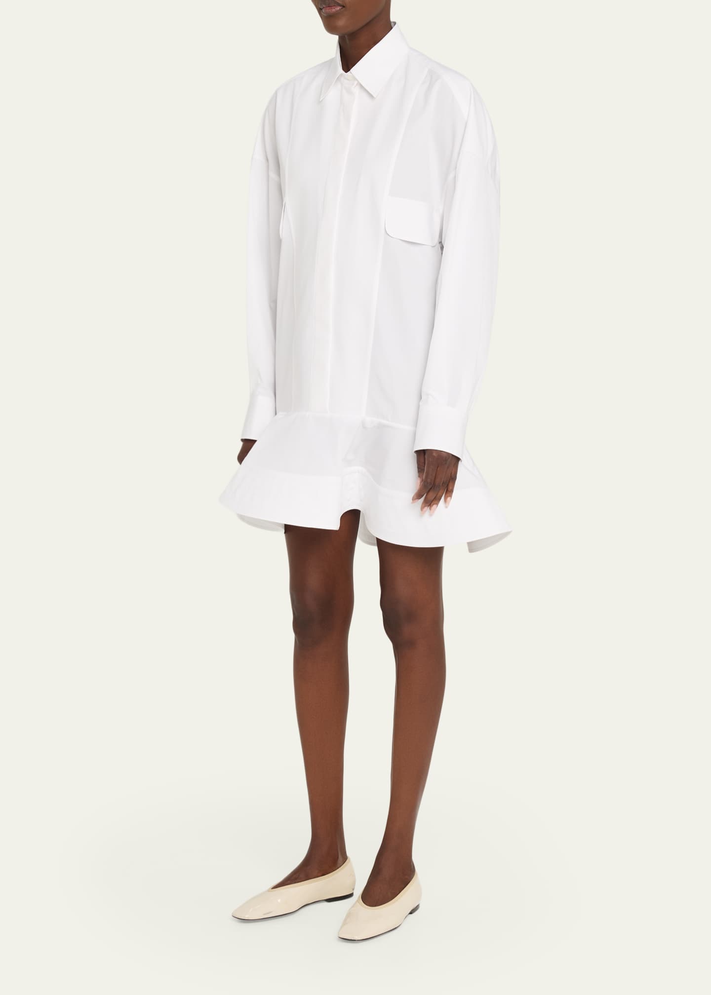 Stella McCartney Poplin Peplum Pique Shirtdress - Bergdorf Goodman