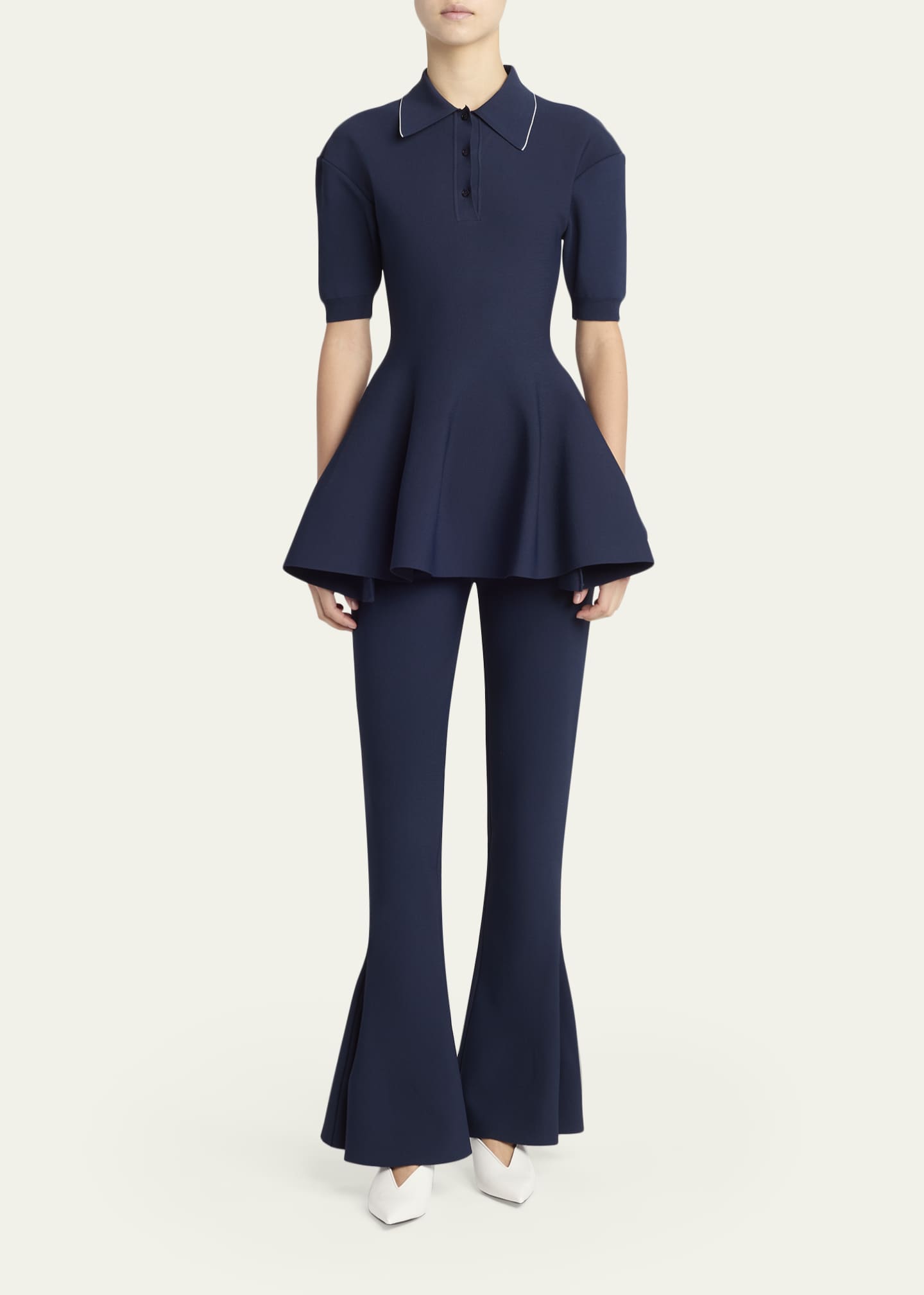 Stella McCartney Compact Knit Peplum Flare Pants - Bergdorf Goodman