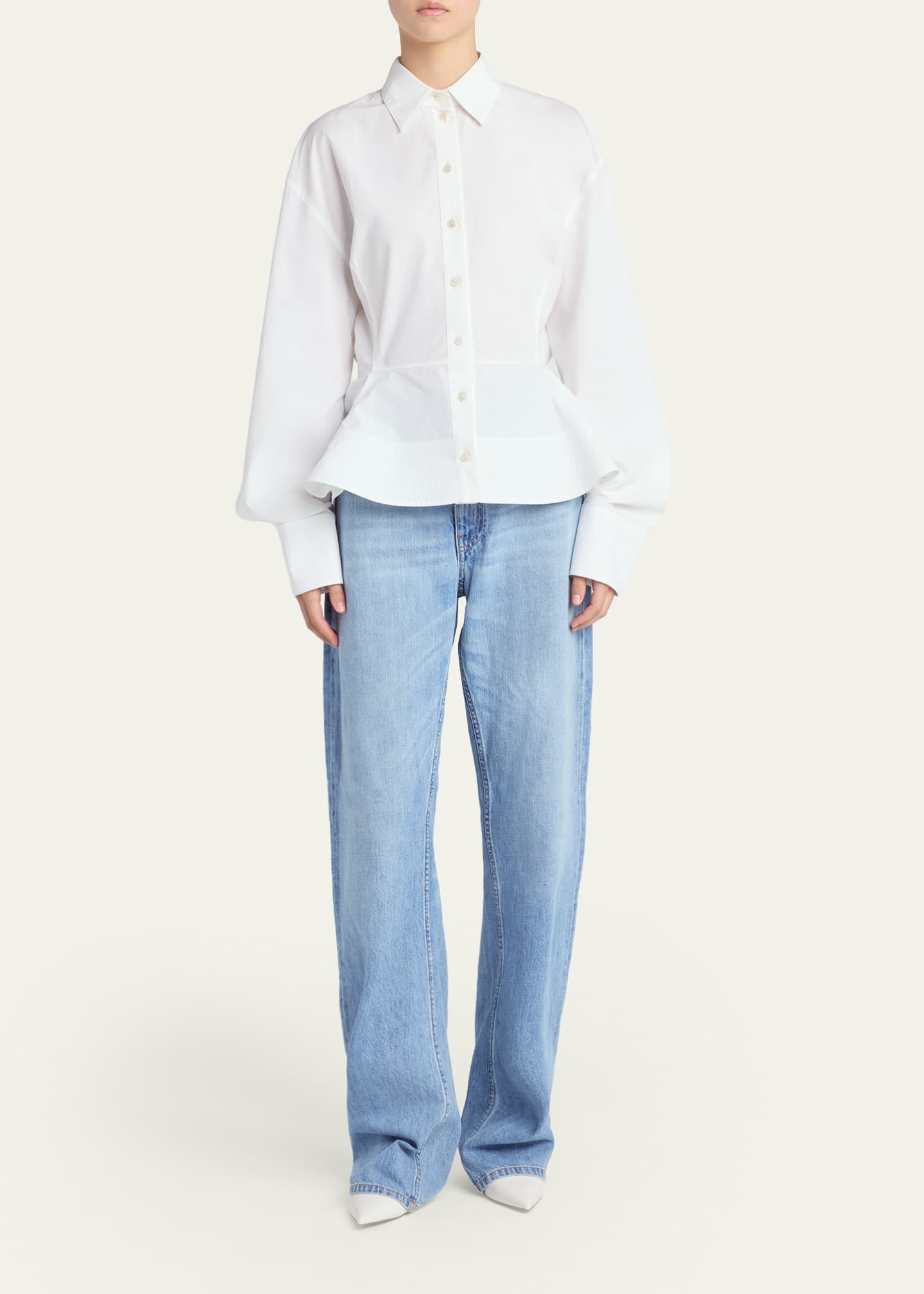 Stella McCartney Cotton Poplin Button-Front Peplum Shirt