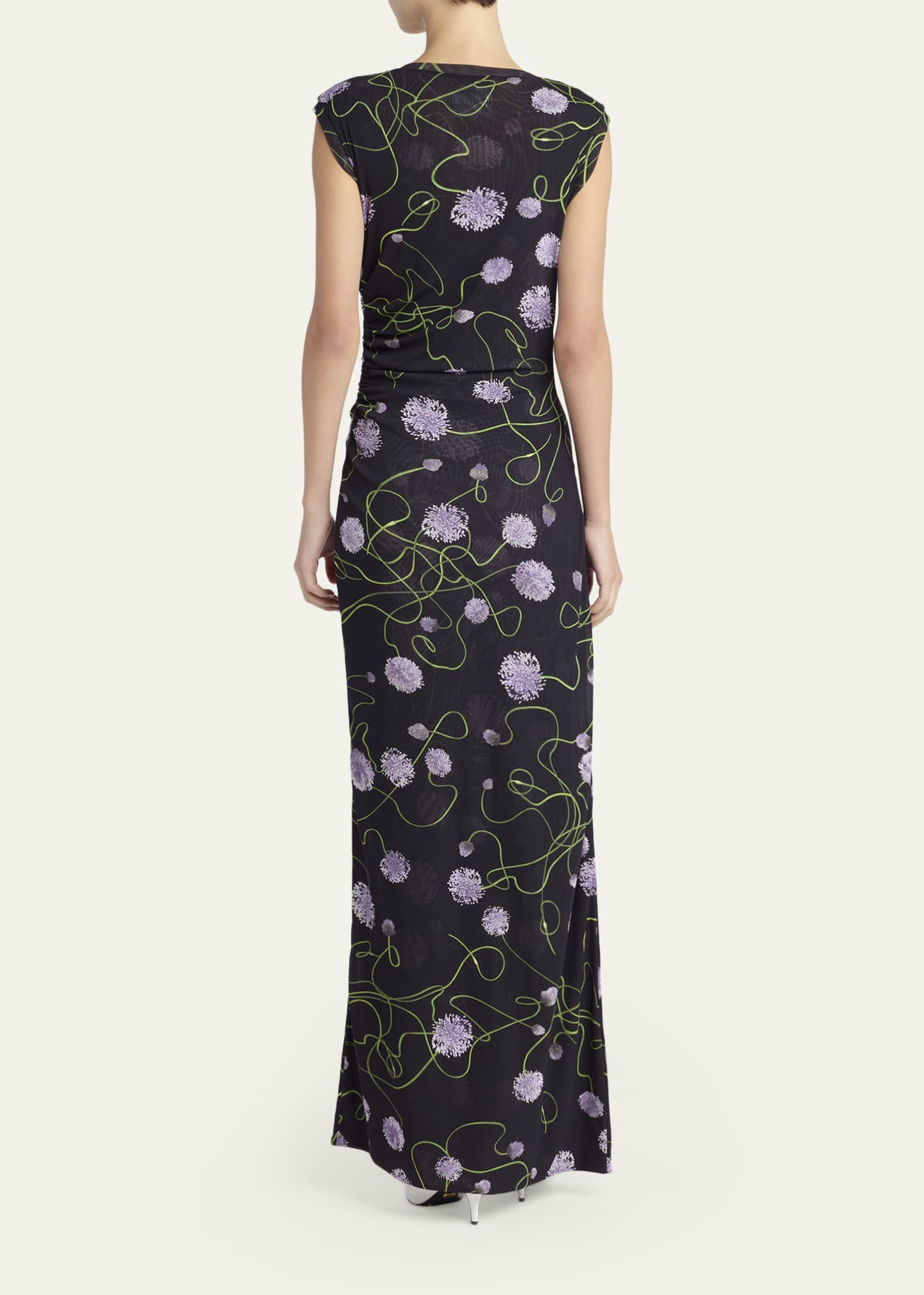 Stella Mccartney - Mesh Twisted Floral Dress, Multicolor, Size: M