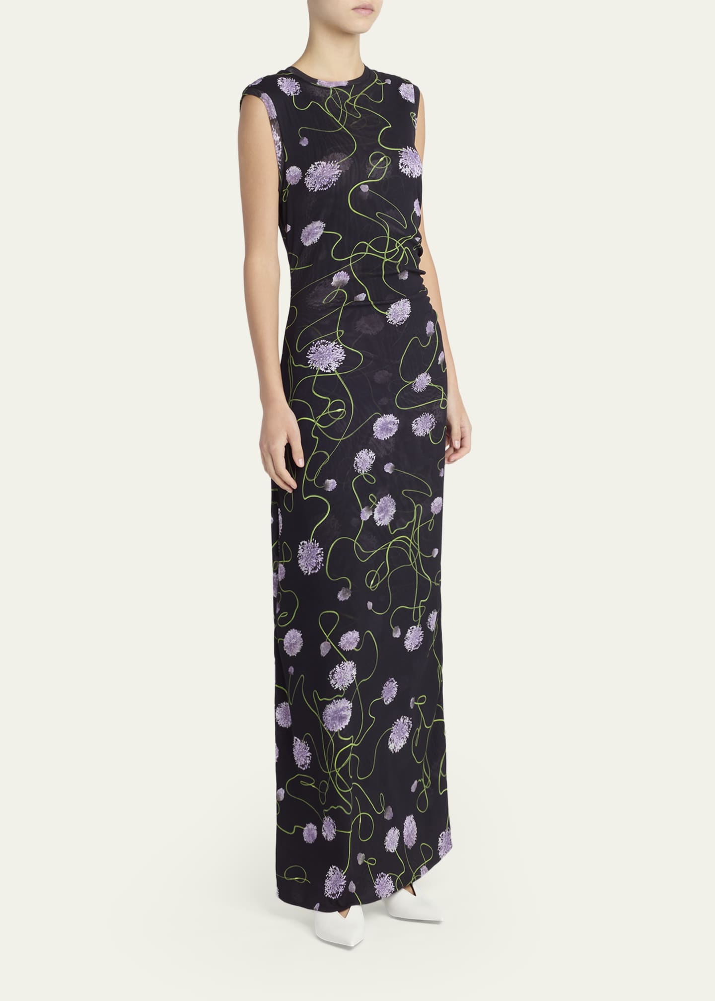 Stella McCartney フローラルドレス Stella McCartney Twisted Flower Mesh Sleeveless Maxi Dress