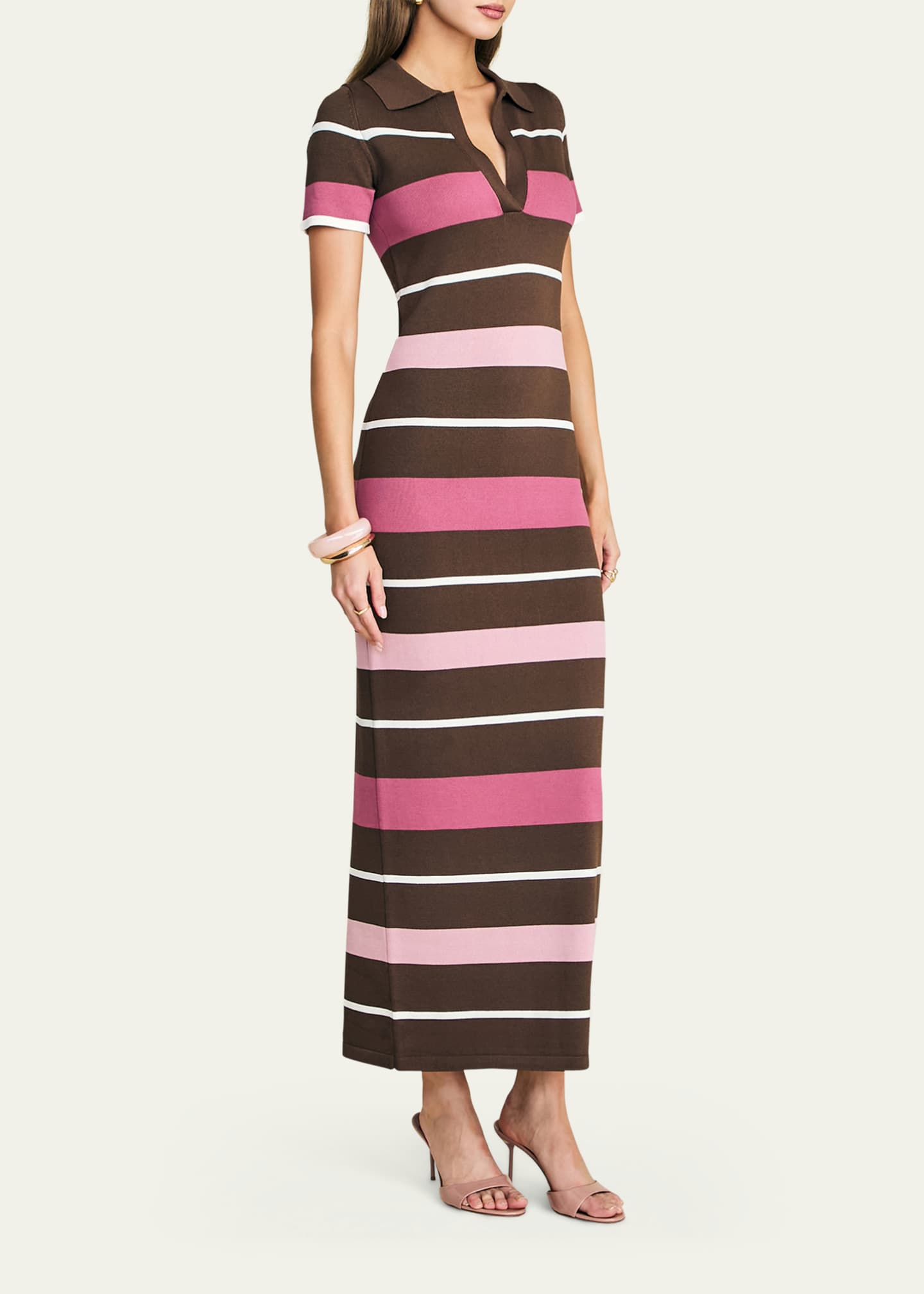 striped knit maxi dress Sand & Sky Stripe Knit Maxi Dress  Comfortable Spring Maxi M