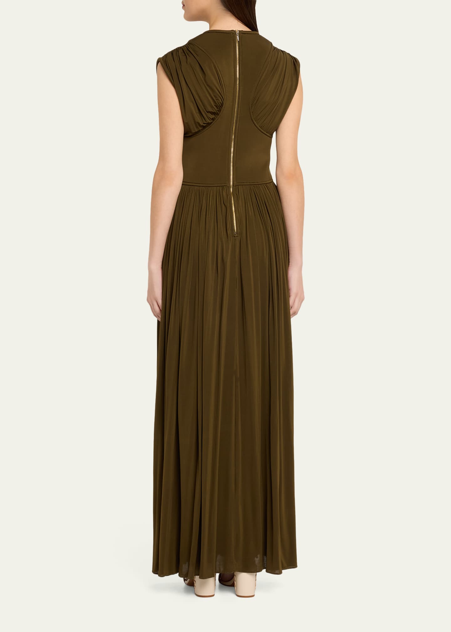 zimmermann green pleated dress ZIMMERMANN Luna Column Dress | Olive