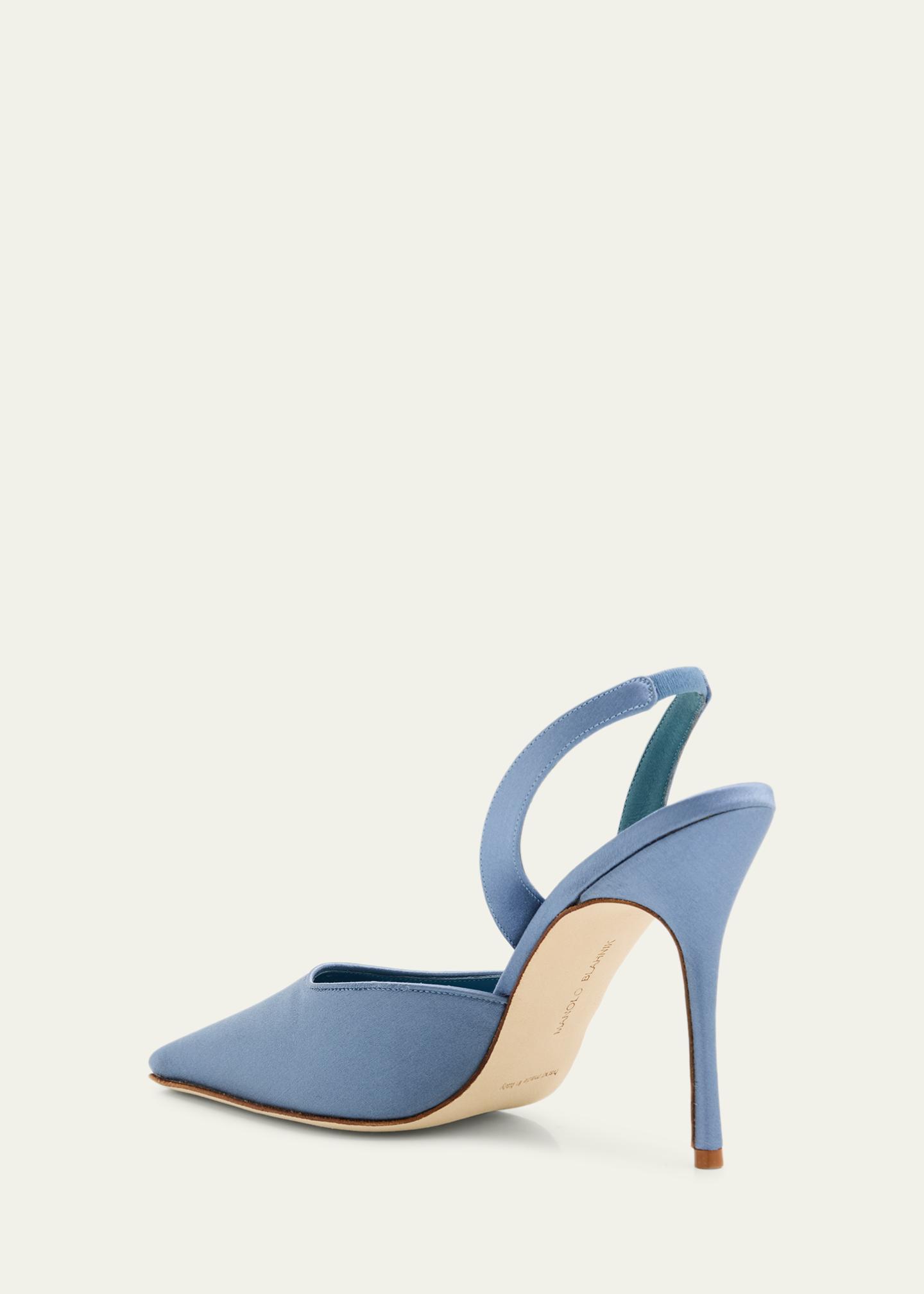 Manolo Blahnik 105mm Borelapla Satin Slingback Pumps - Bergdorf