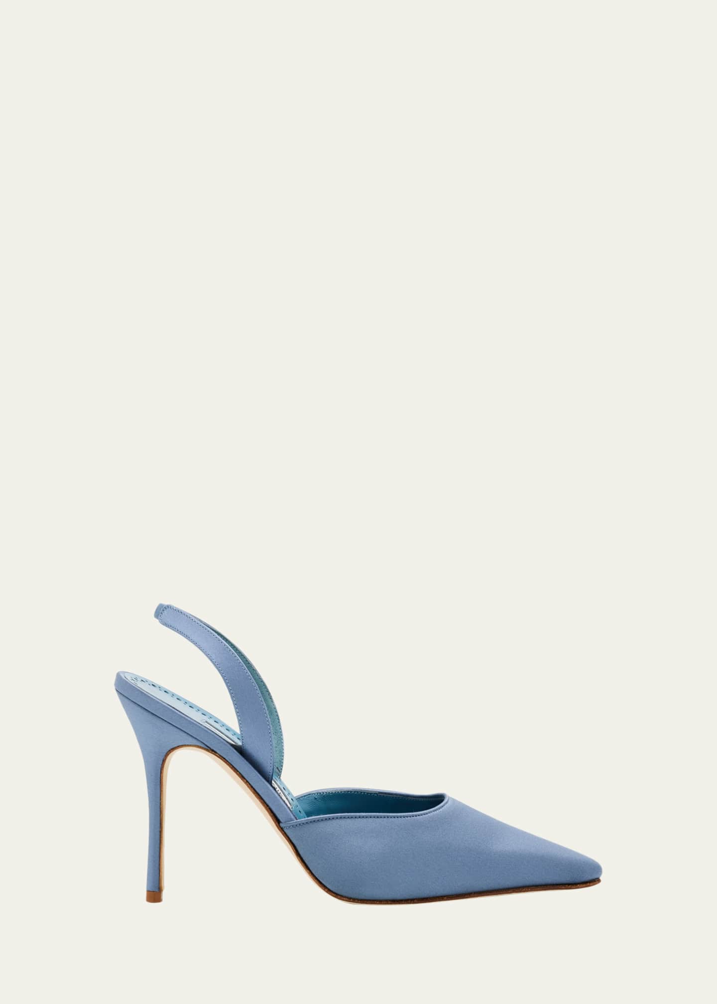 Manolo Blahnik 105mm Borelapla Satin Slingback Pumps - Bergdorf