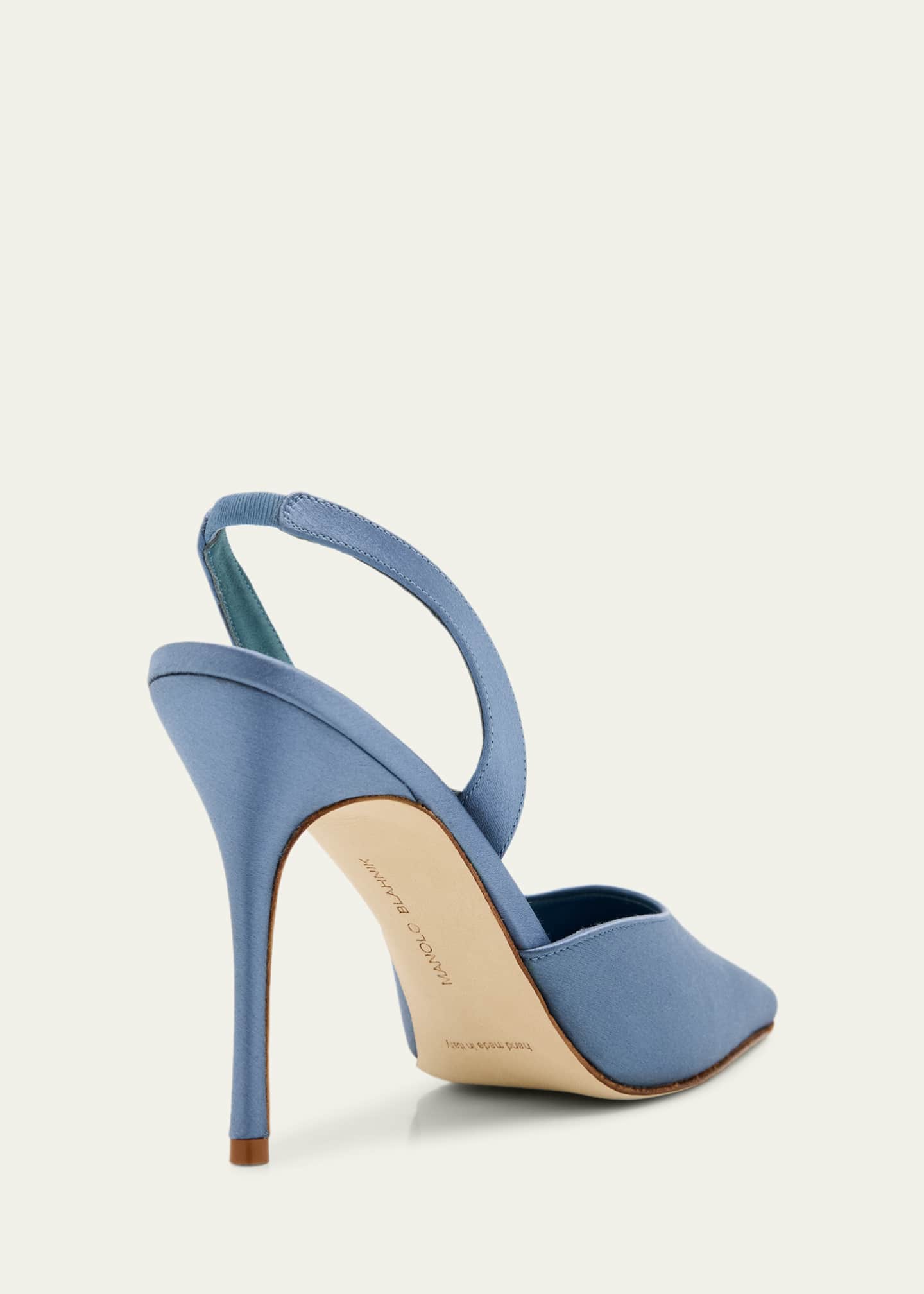 MANOLO BLAHNIK スリングバック ハイヒール　23.5 ネイビー Manolo Blahnik 105mm Borelapla Satin Slingback Pumps - Bergdorf