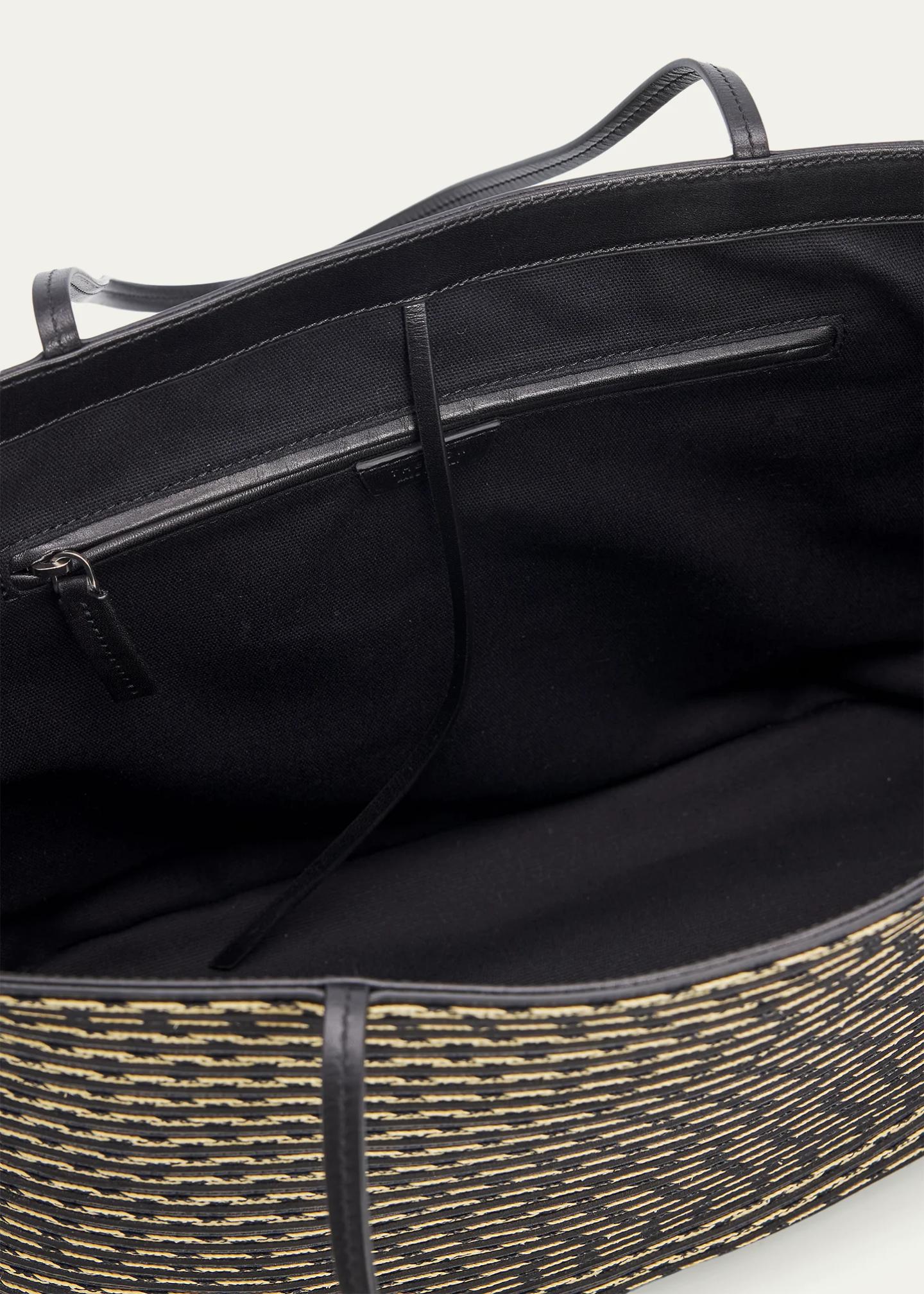 The Row Beau Striped Raffia & Leather Tote Bag - Bergdorf Goodman