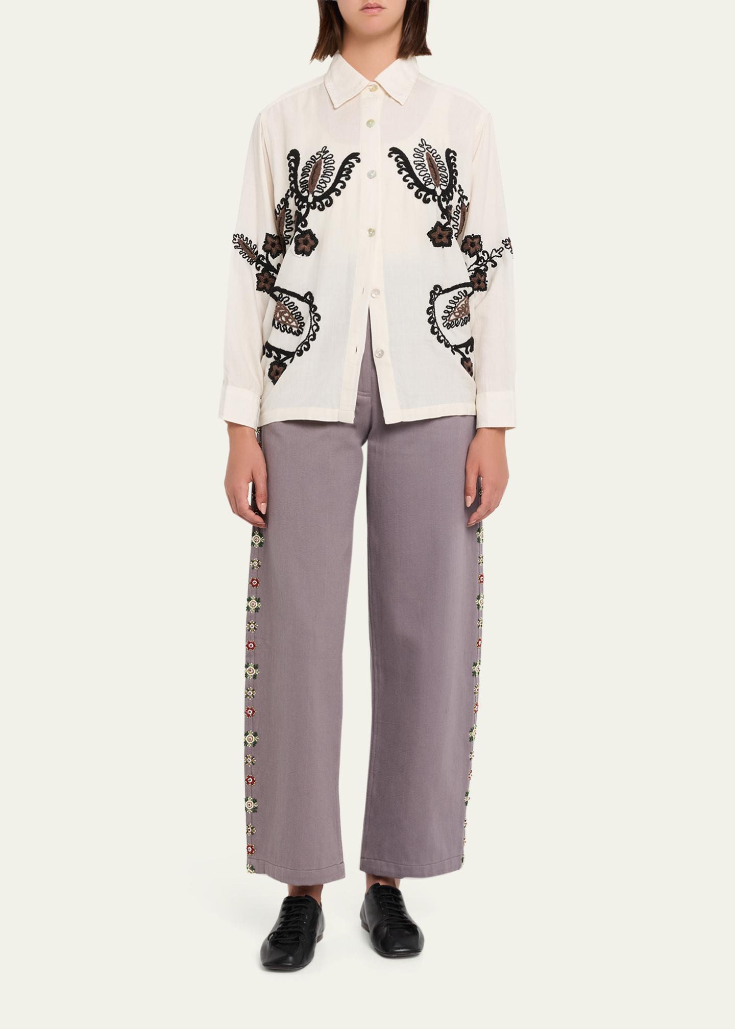 Kartik Research Embroidered Knot Long-Sleeve Shirt - Bergdorf Goodman