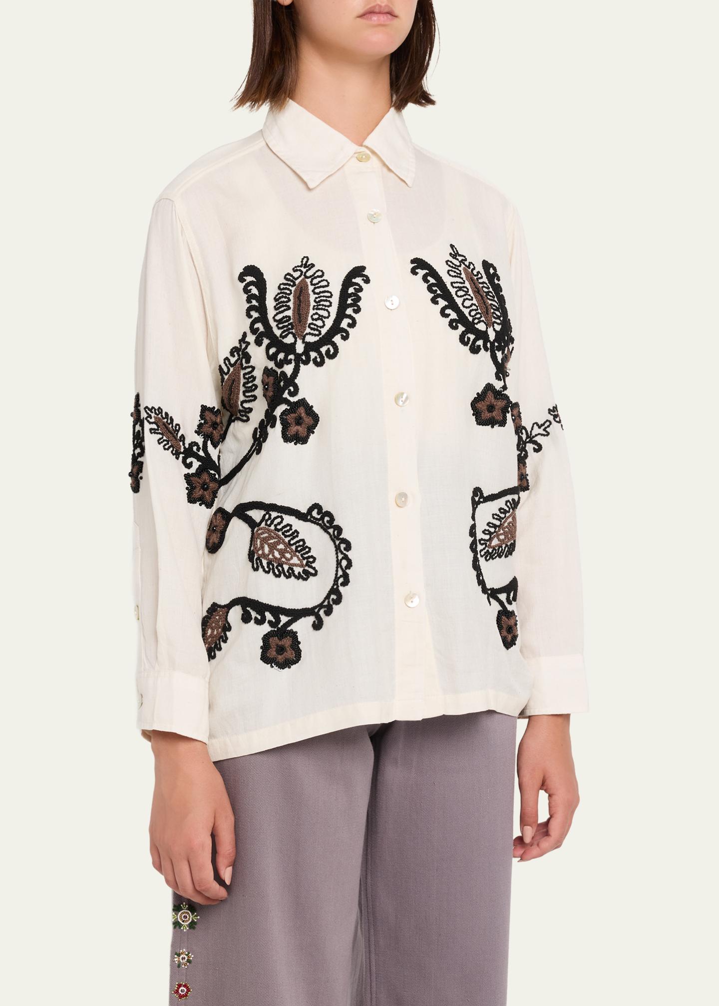 Kartik Research Embroidered Knot Long-Sleeve Shirt - Bergdorf Goodman