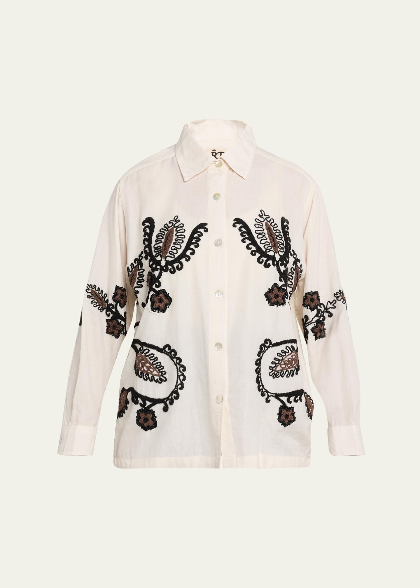 Kartik Research Embroidered Knot Long-Sleeve Shirt - Bergdorf Goodman