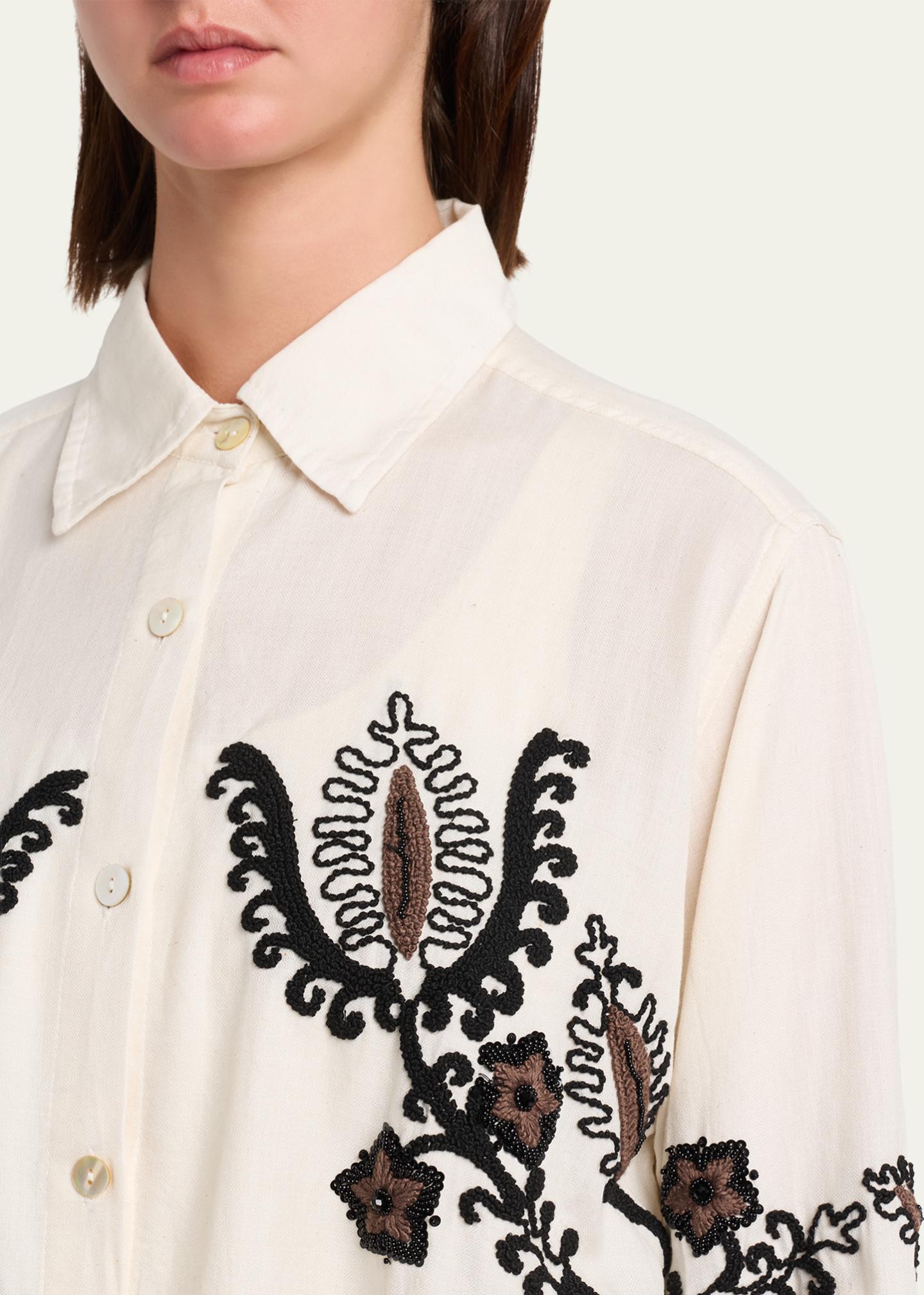 Kartik Research Embroidered Knot Long-Sleeve Shirt - Bergdorf Goodman