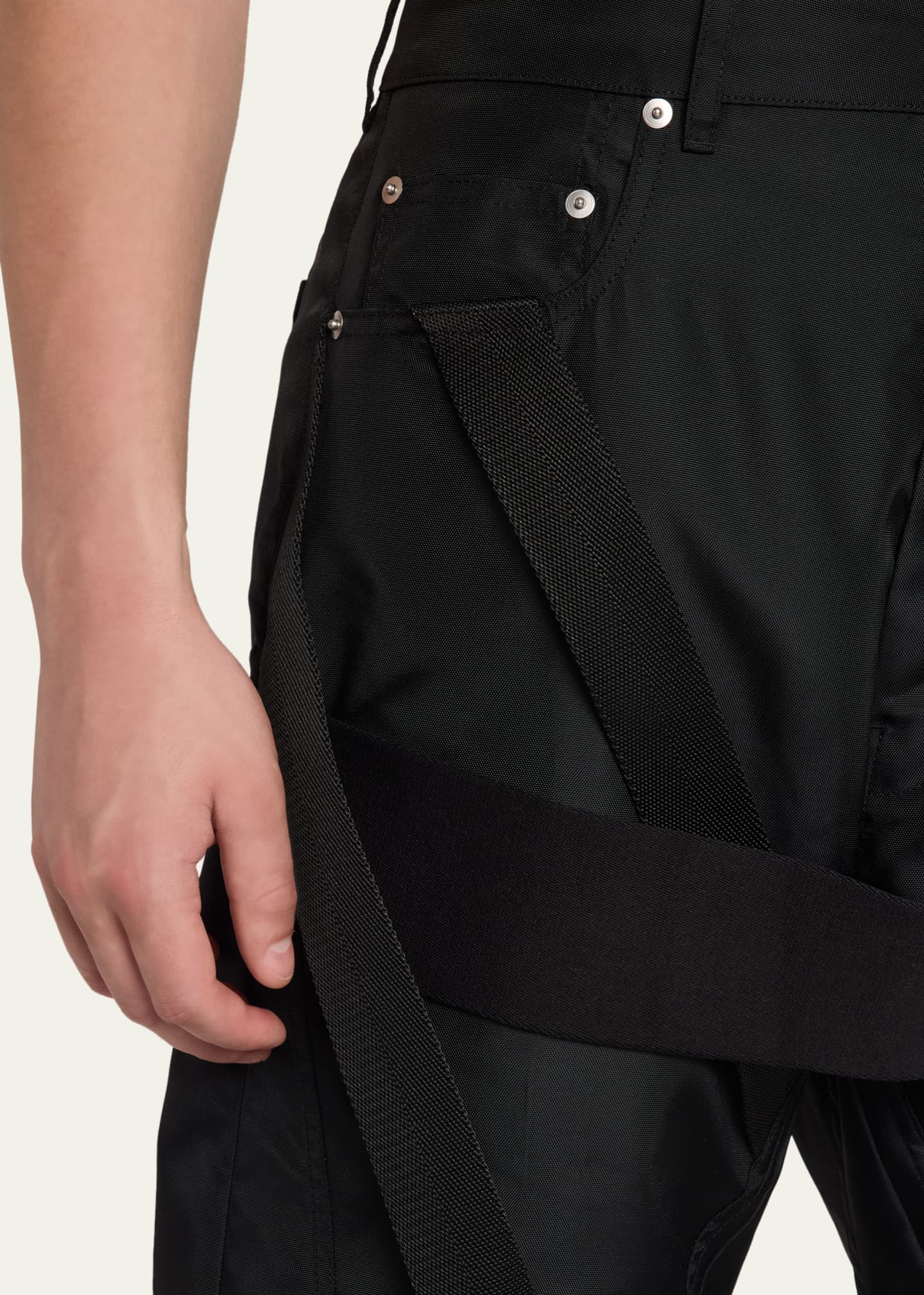 Rick Owens Men's Megastrapped Geth Nylon Canvas Wide-Leg Jeans