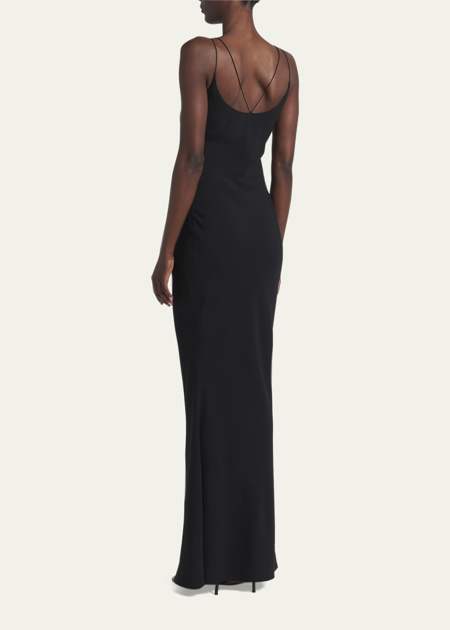 sachin and babi light blue dress TOM FORD Mock-Neck Button Backless Knit Gown