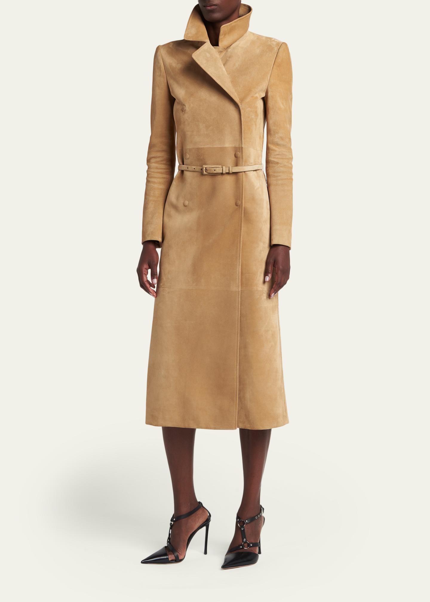 トムフォード　サテンロングコート TOM FORD Belted Suede Long Trench Coat - Bergdorf Goodman