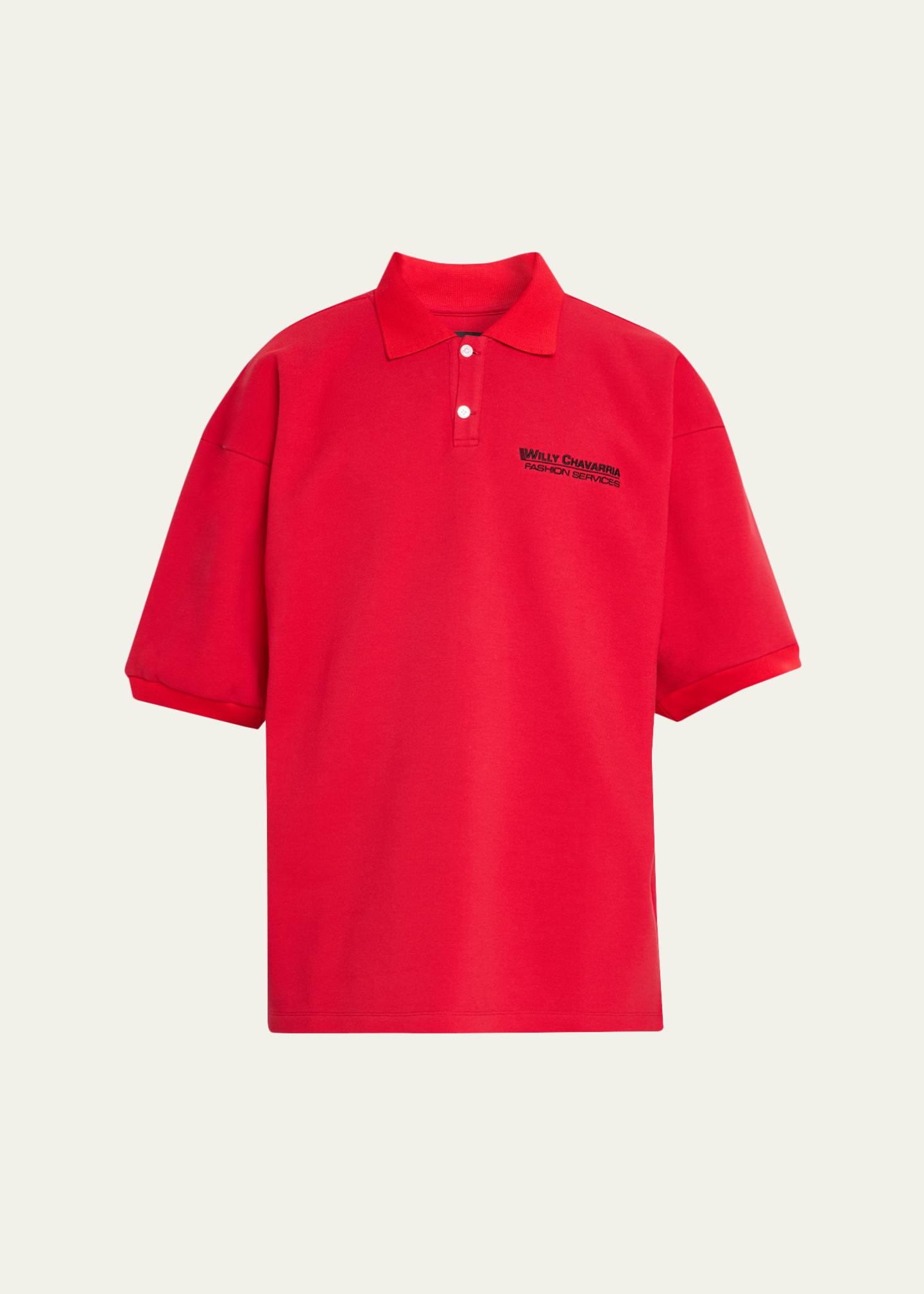 トップス  WILLY CHAVARRIA POLO SHIRT M Willy Chavarria Men's Football Structured Cotton Polo Shirt