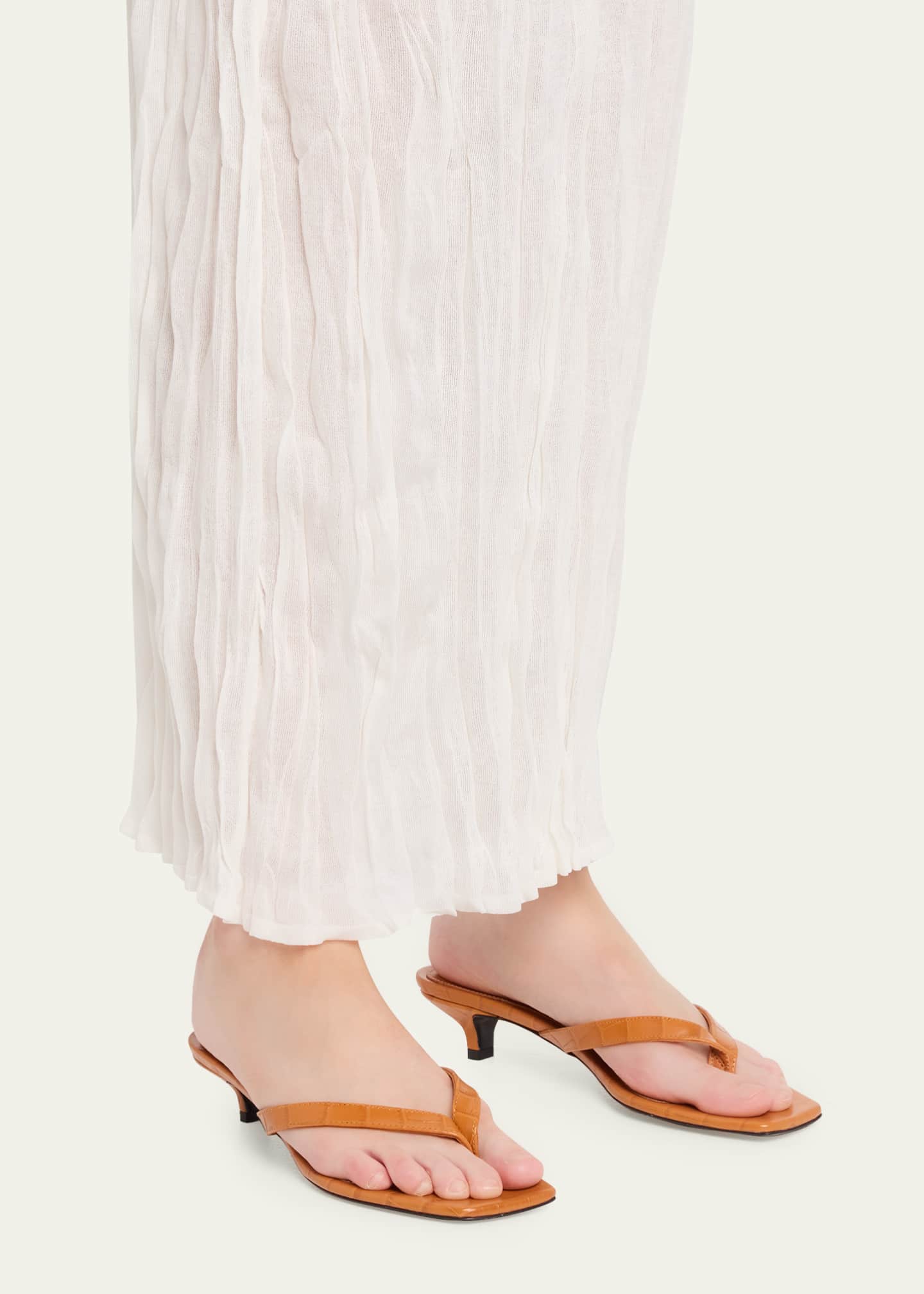 Toteme 35mm Croc-Embossed Leather Heeled Flip Flops - Bergdorf Goodman