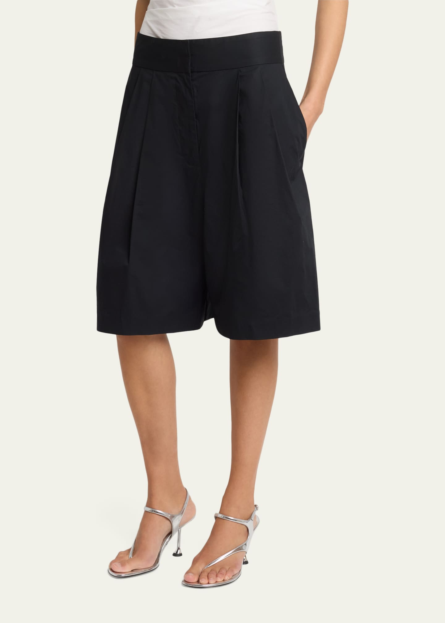 Proenza Schouler White Label Clio Pleated Shorts in Poplin
