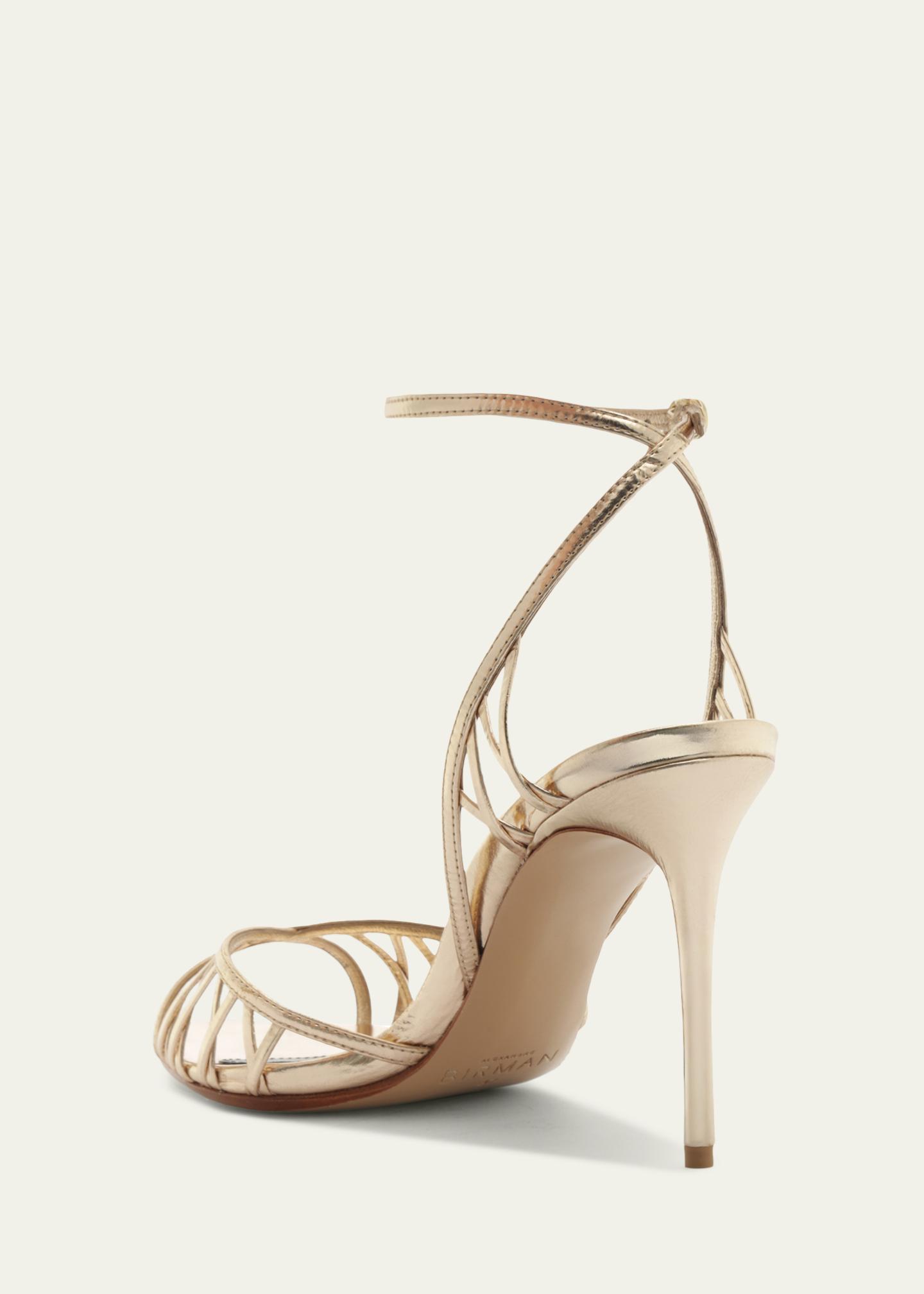 Alexandre Birman 85mm Solene Metallic Leather Sandals - Bergdorf 