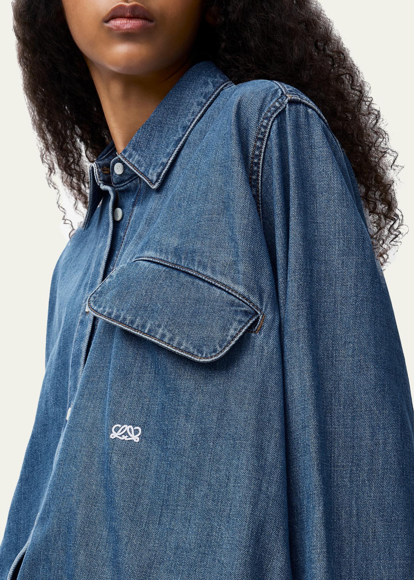 シャツ Balloon Denim Shirt / Denim Blue - M LOEWE Denim Belted Balloon Shirt - Bergdorf Goodman