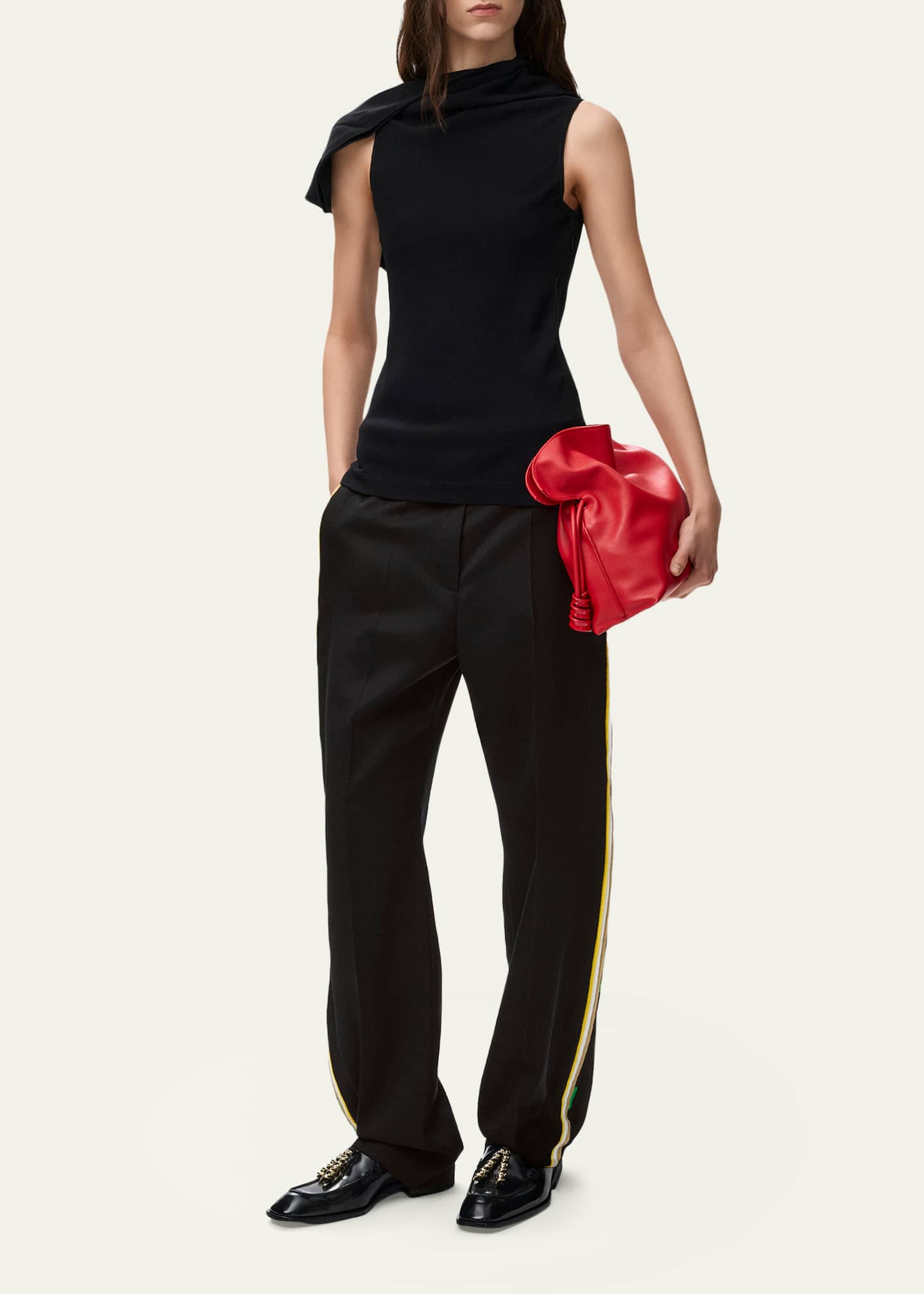 Loewe Layered Side-Stripe Straight-Leg Trousers - Bergdorf Goodman