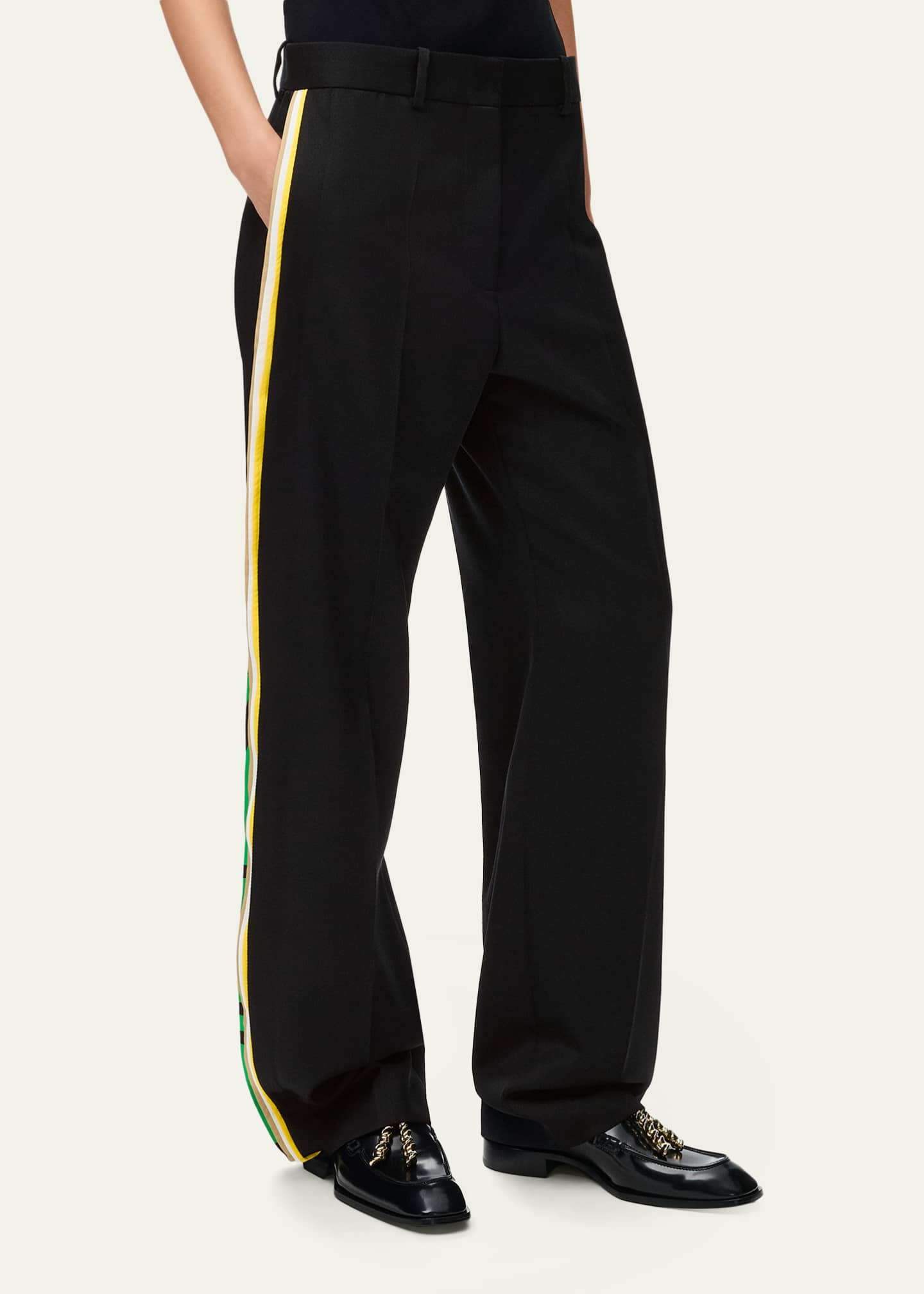 Loewe Layered Side-Stripe Straight-Leg Trousers - Bergdorf Goodman