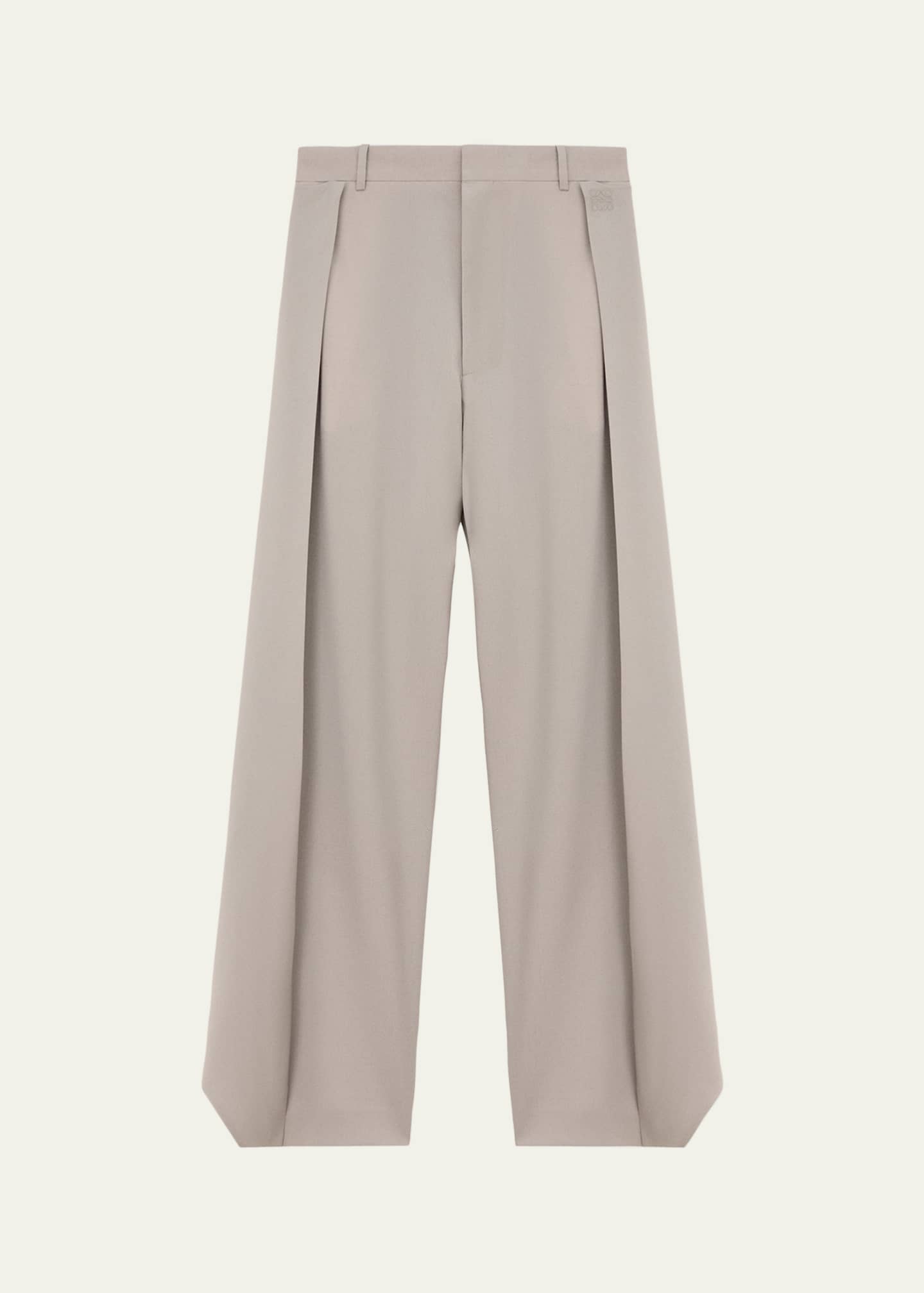 Loewe Pleated Wool Wide-Leg Trousers - Bergdorf Goodman