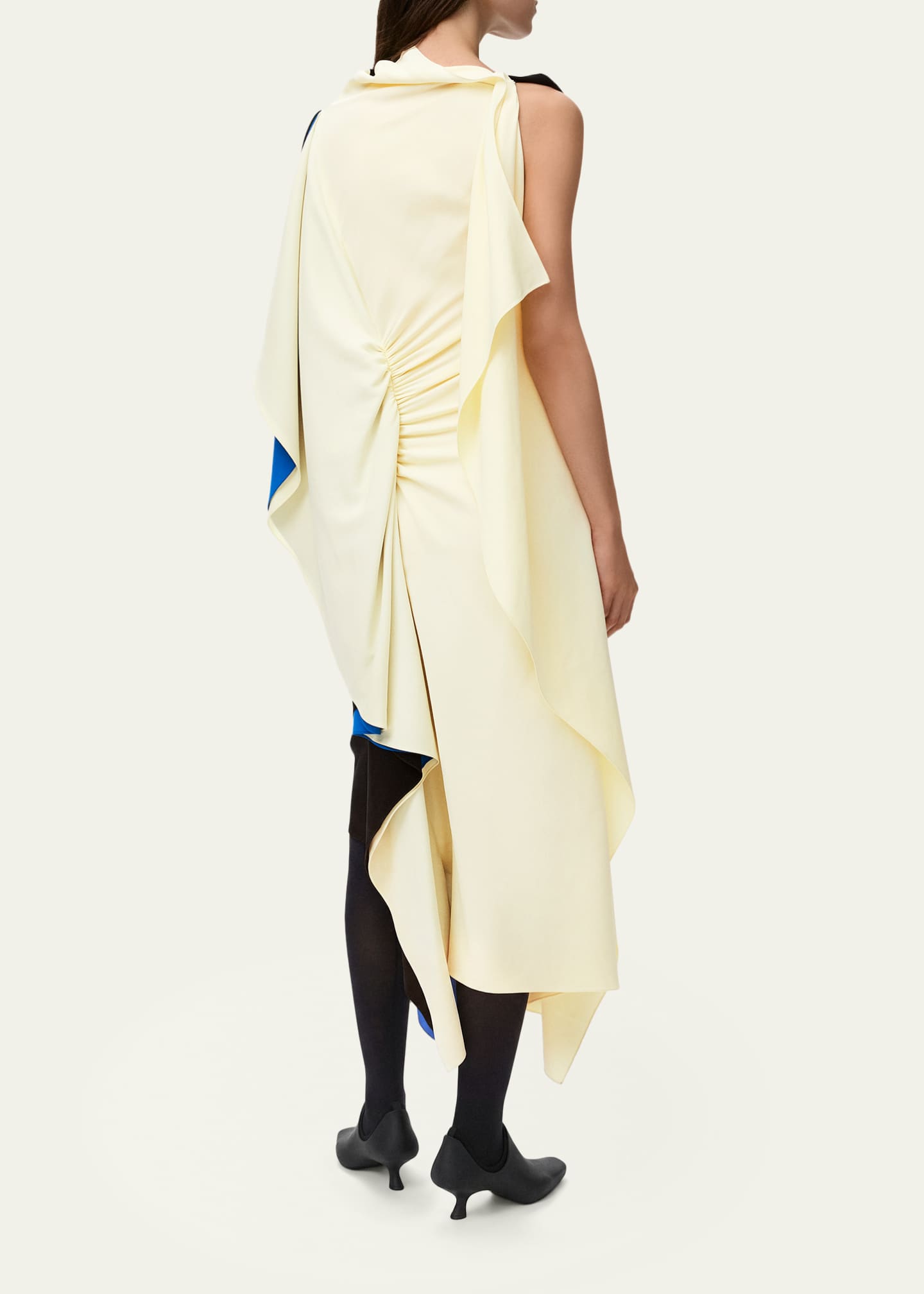 loewe backless dress Draped open-back silk midi dress in black - Loewe