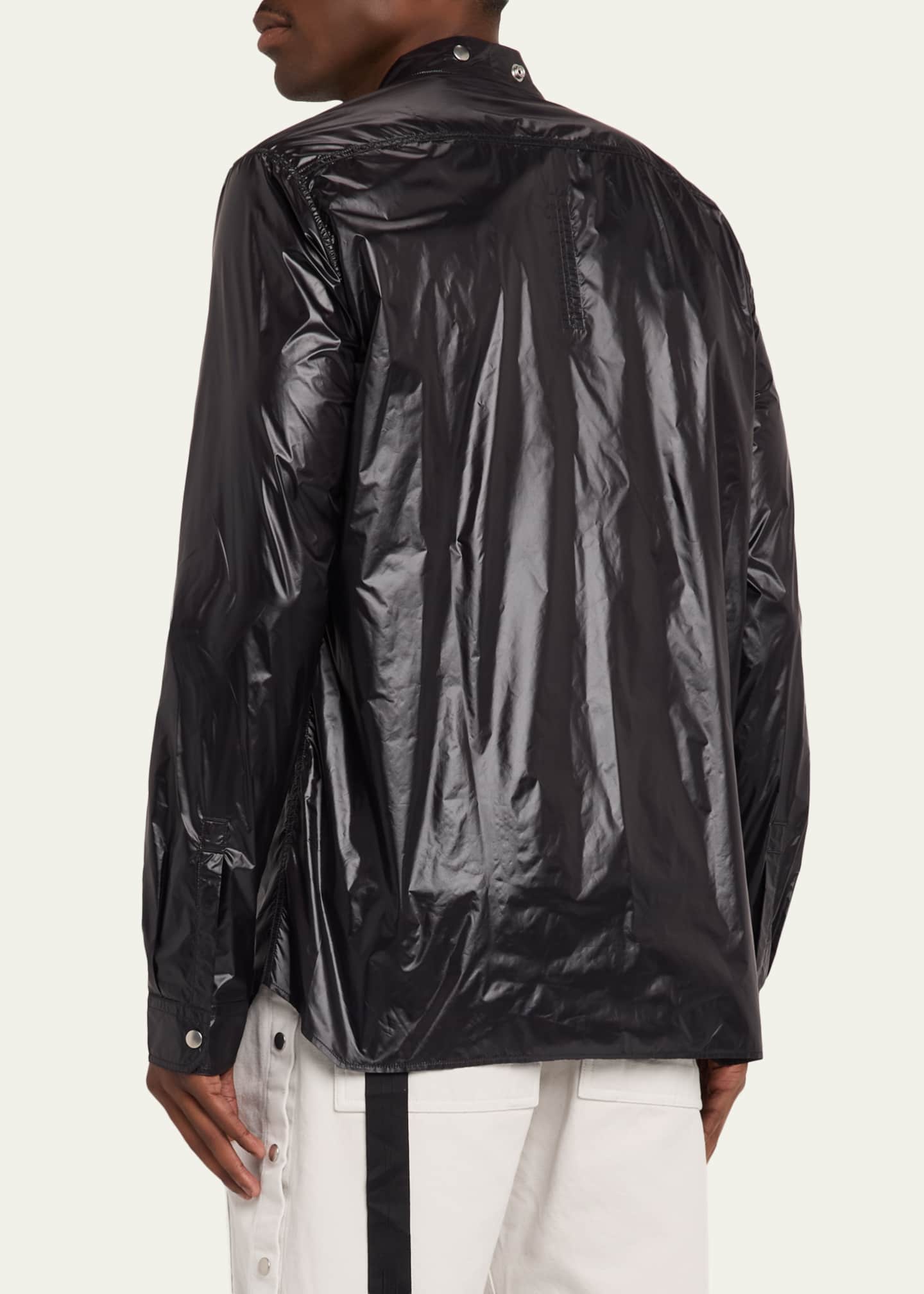DRKSHDW RICK OWENS Men's Larry Fluid Nylon Deep V-Neck Shirt