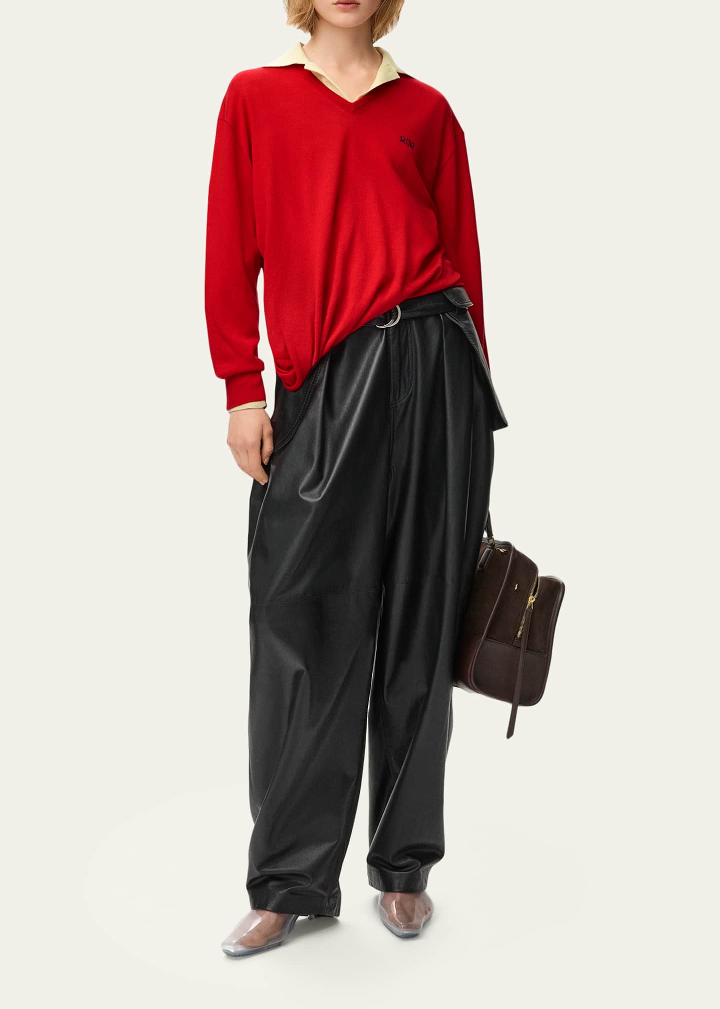 Loewe Draped V-Neck Sweater - Bergdorf Goodman