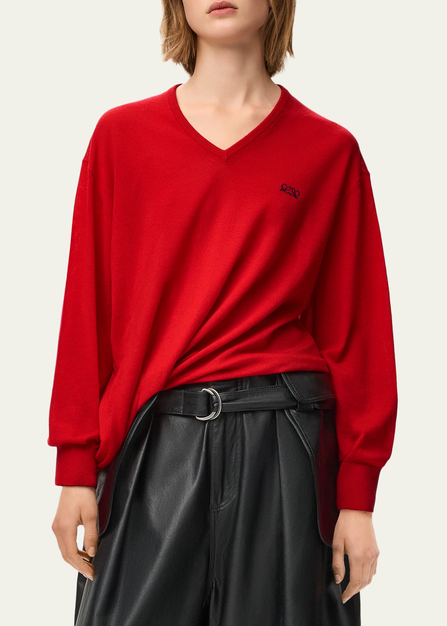 Loewe Draped V-Neck Sweater - Bergdorf Goodman