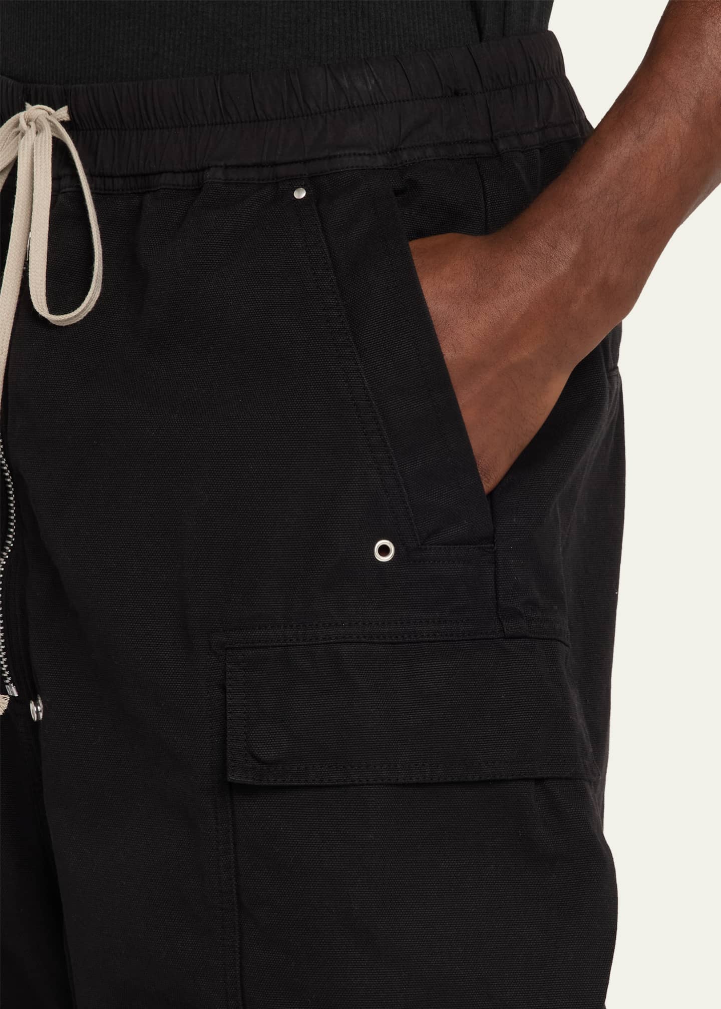 DRKSHDW RICK OWENS Men's Heavy Cotton Drawstring Cargo Shorts