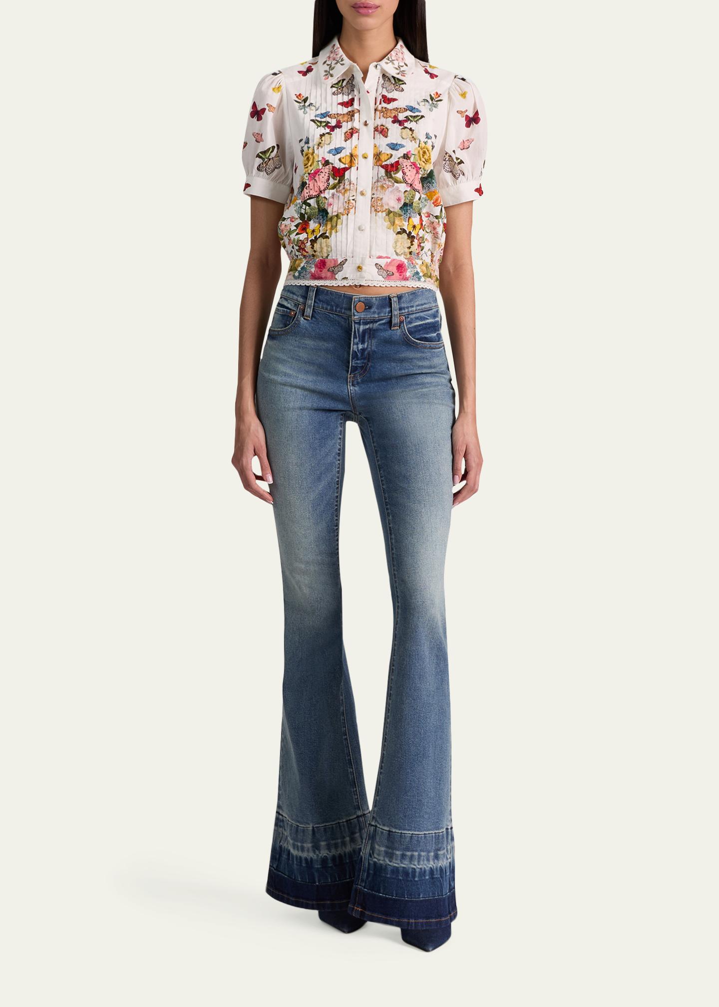 ALICE + OLIVIA Rosie Embroidered Puff-Sleeve Shirt - Bergdorf Goodman display picture 1