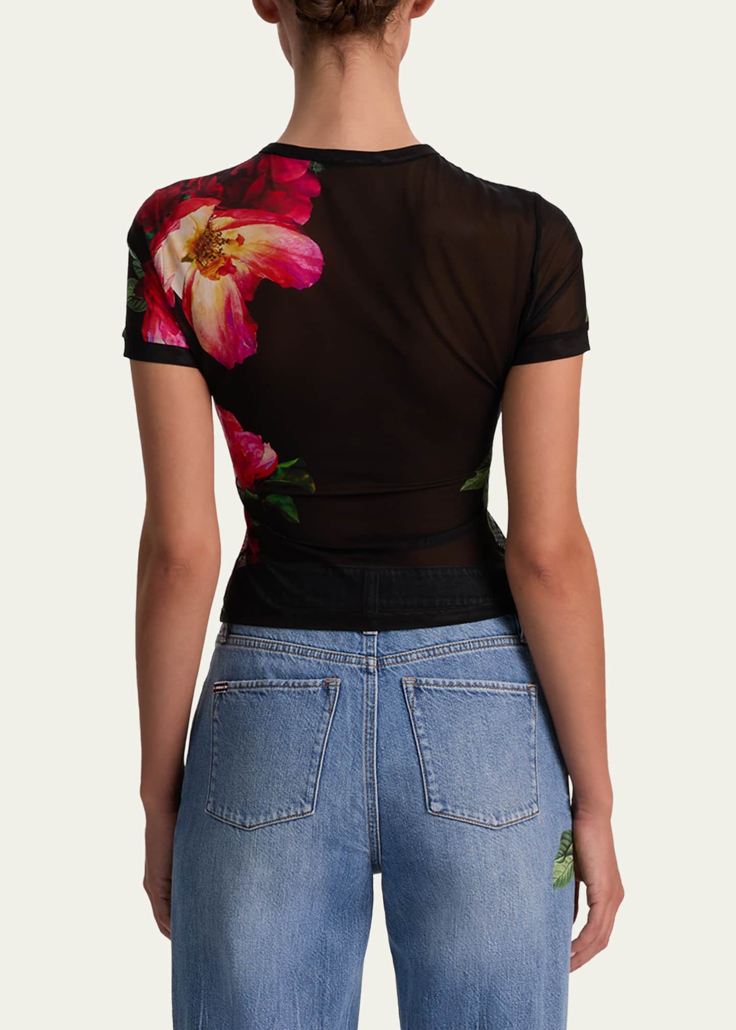 ALICE + OLIVIA Tess Mesh Crewneck Tee - Bergdorf Goodman