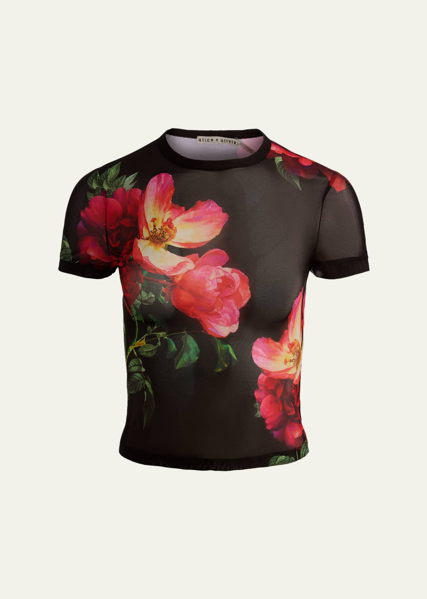 ALICE + OLIVIA Tess Mesh Crewneck Tee - Bergdorf Goodman
