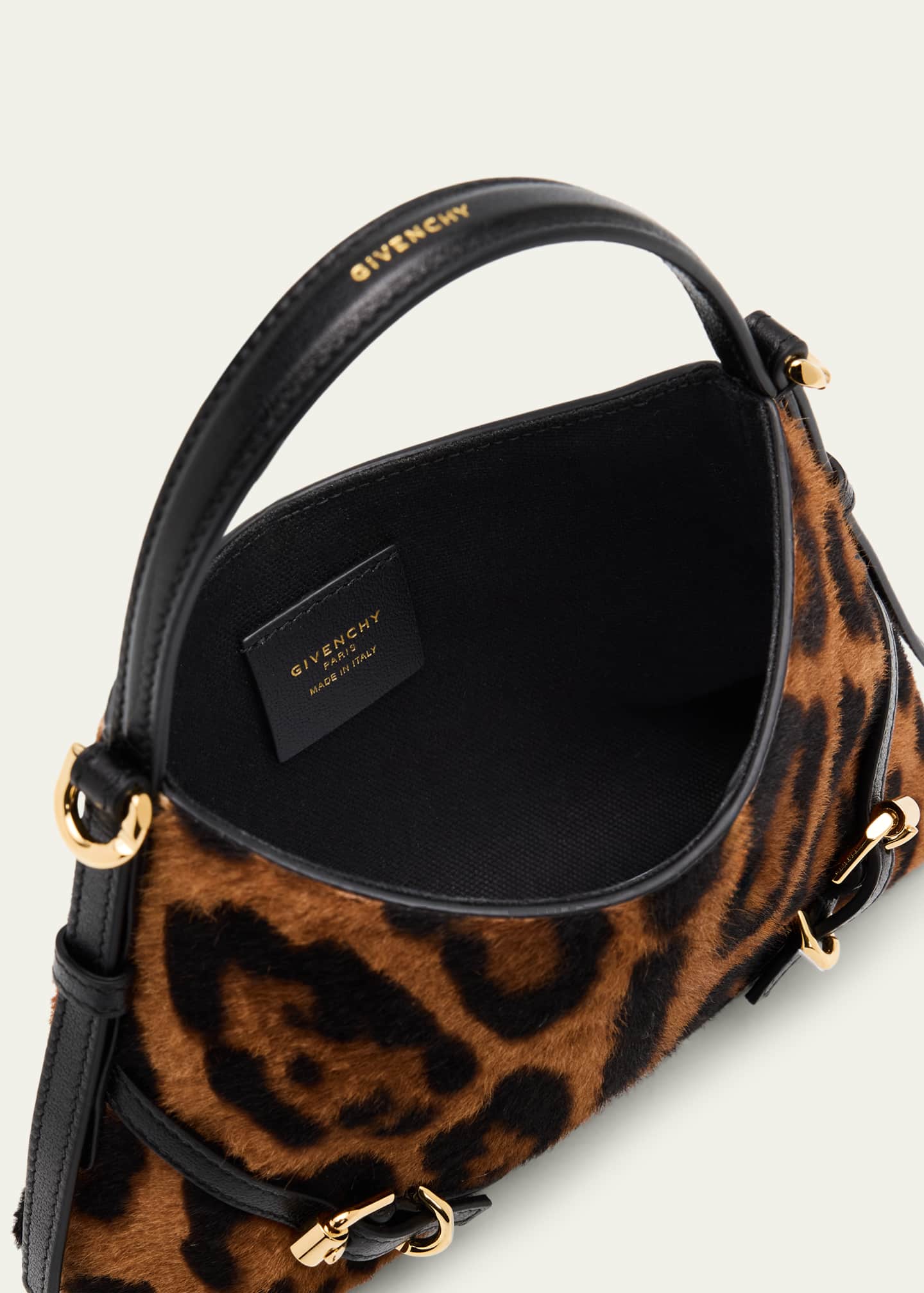 Givenchy Voyou Nano Leopard-Print Ponyhair Top-Handle Bag