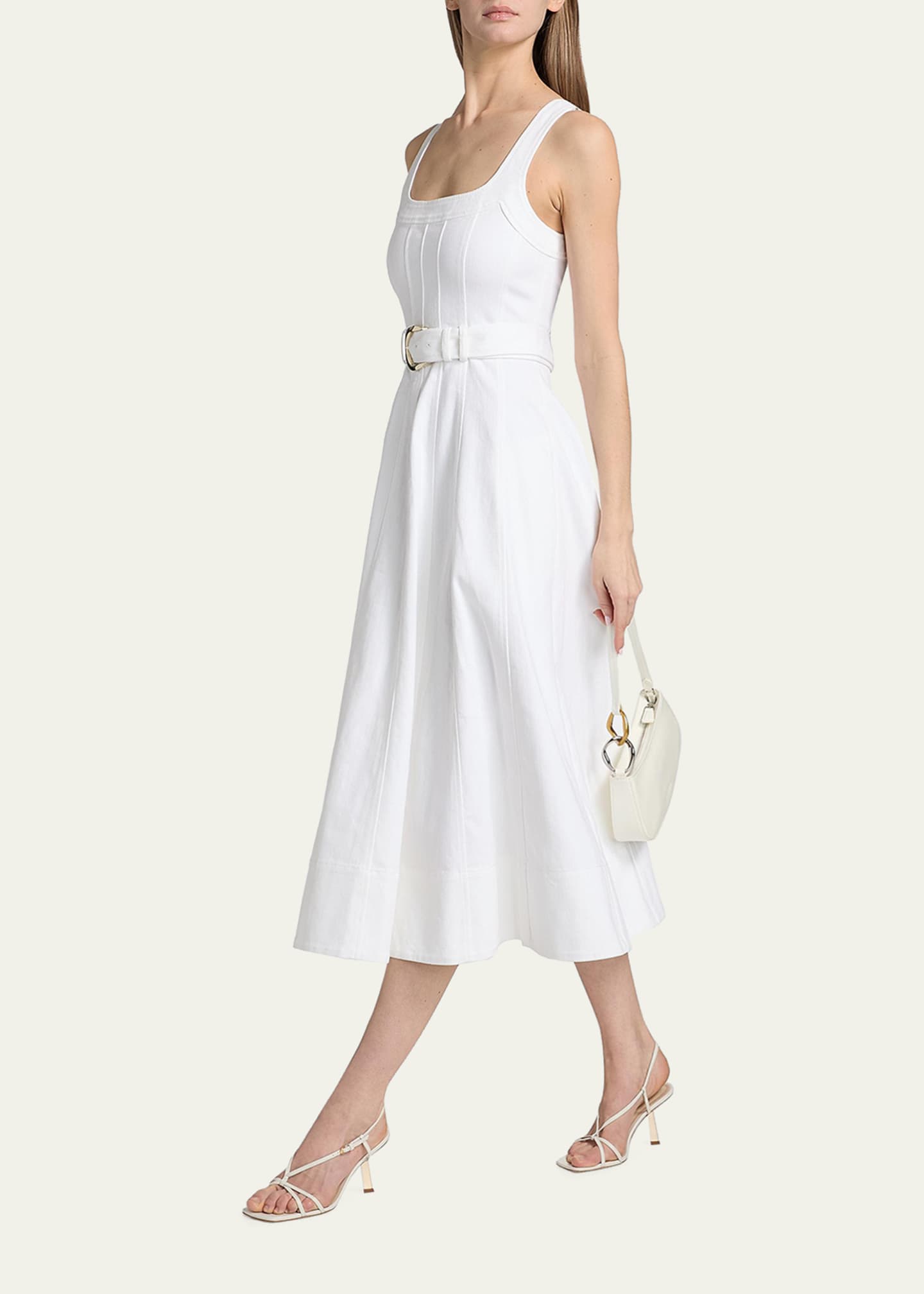 curved line dress Beige Geometric Midi Dress - Spiral Abstract Pattern - Size L main image 1