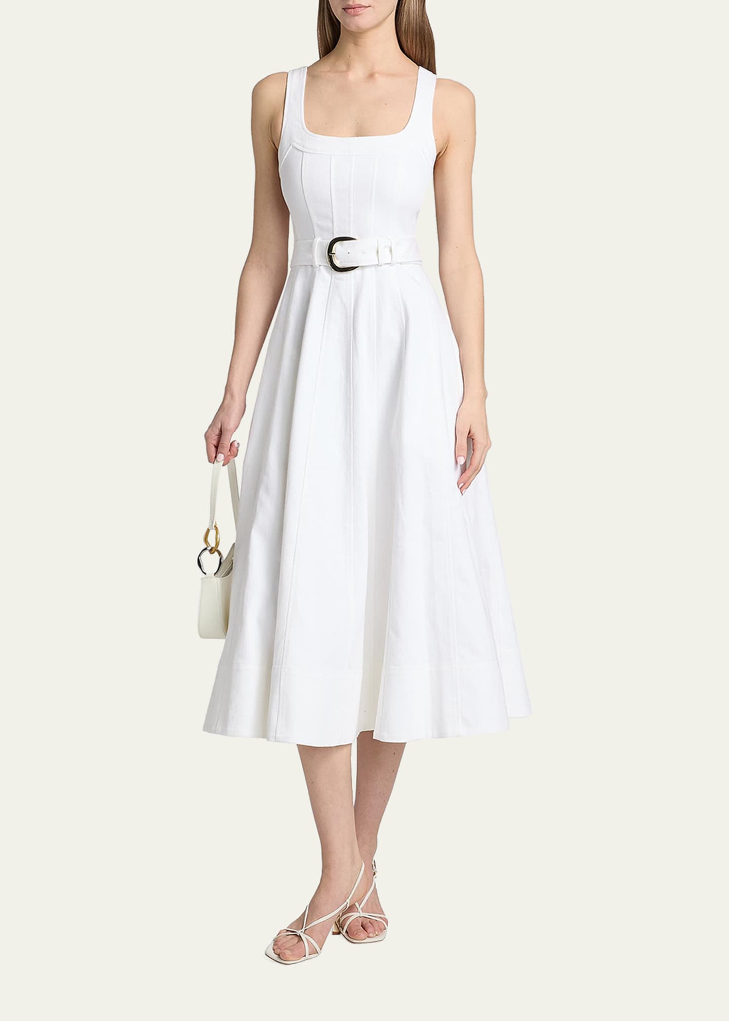 Cinq  Sept Women's Cambree Belted Denim Midi-Dress - White - Size 10