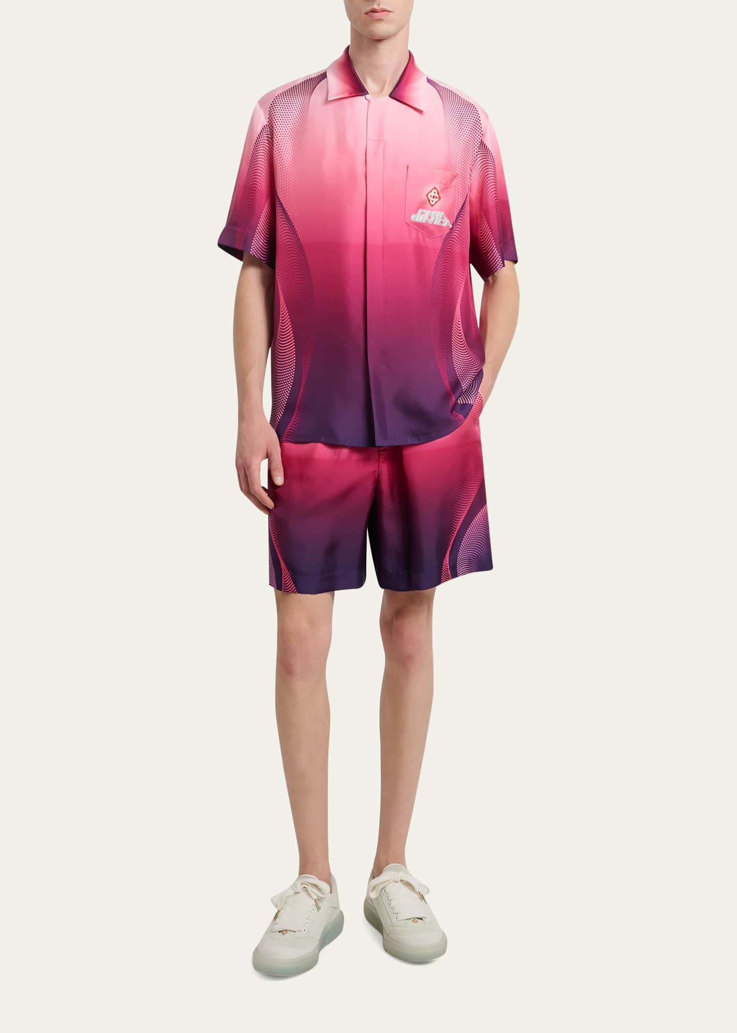 CASABLANCA Men's Silk Half-Tone Logo Drawstring Shorts - Bergdorf