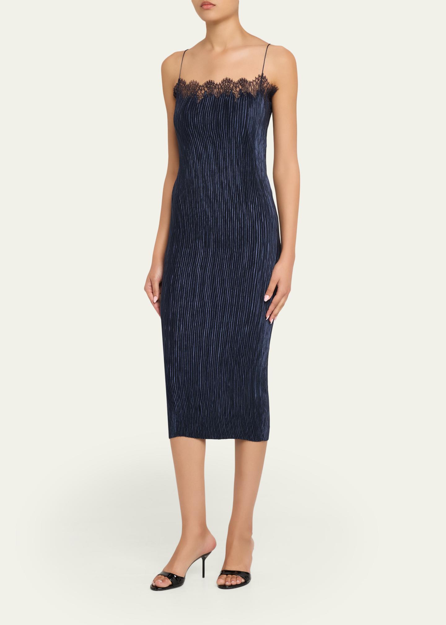 FForme Lumi Pleated Satin Midi Dress - Bergdorf Goodman