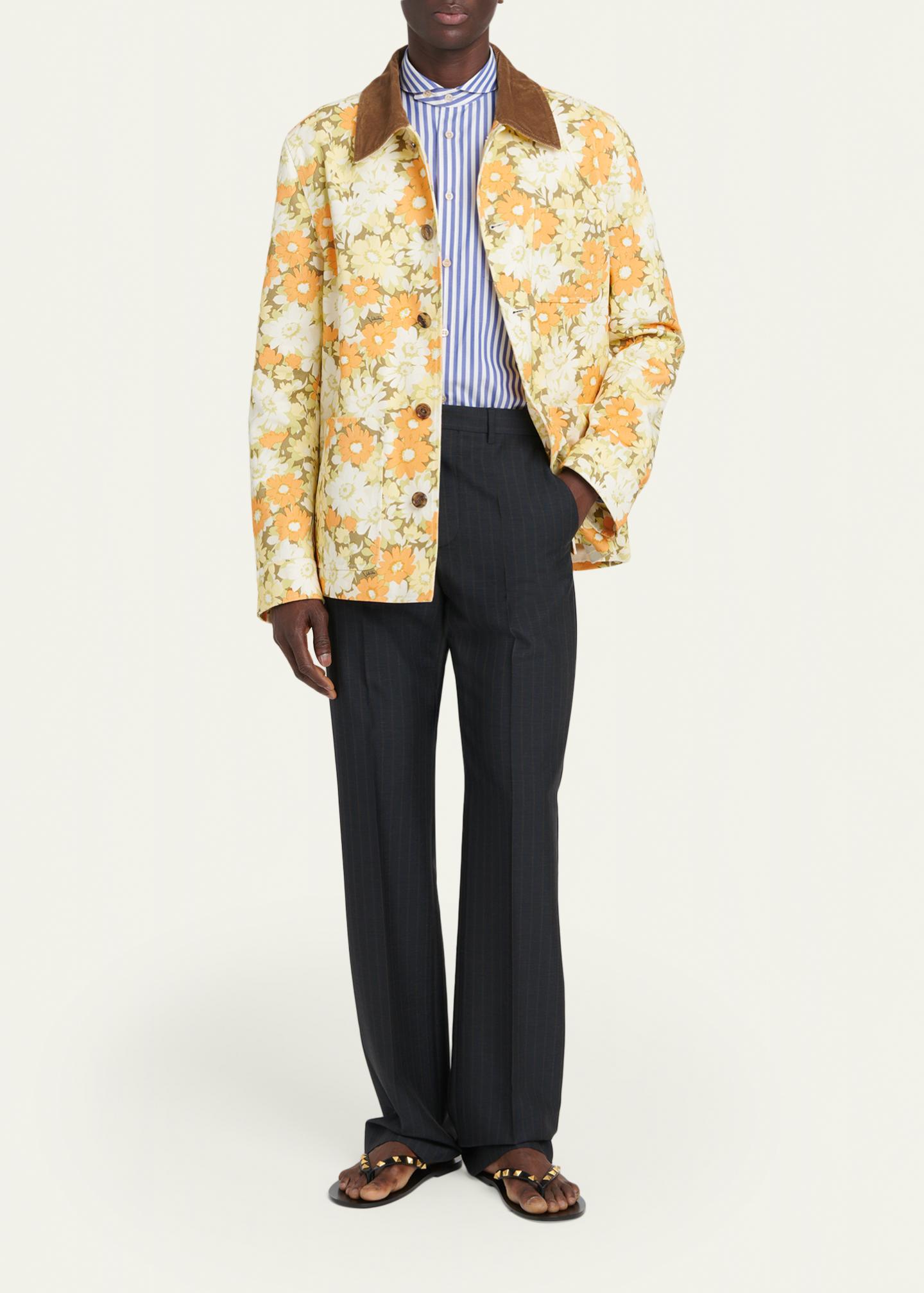 Valentino Garavani Men's Floral-Print Cotton Jacket - Bergdorf Goodman