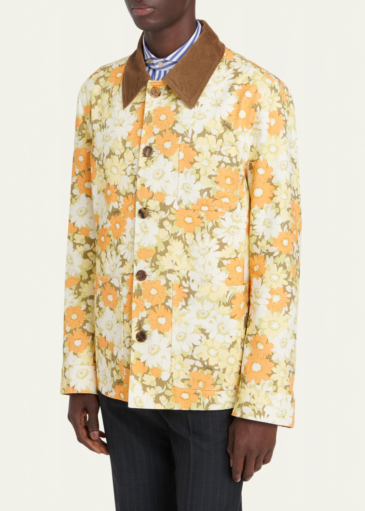 Valentino Garavani Men's Floral-Print Cotton Jacket - Bergdorf Goodman