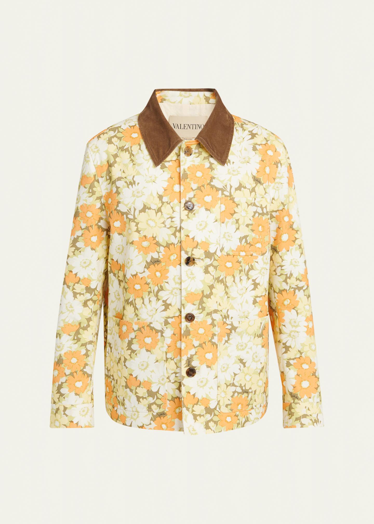 Valentino Garavani Men's Floral-Print Cotton Jacket - Bergdorf Goodman