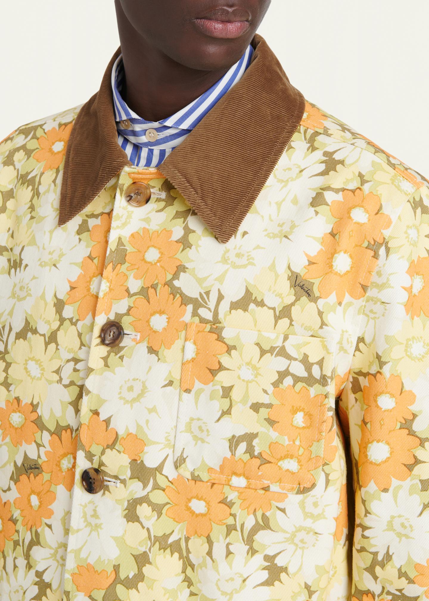 Valentino Garavani Men's Floral-Print Cotton Jacket - Bergdorf Goodman