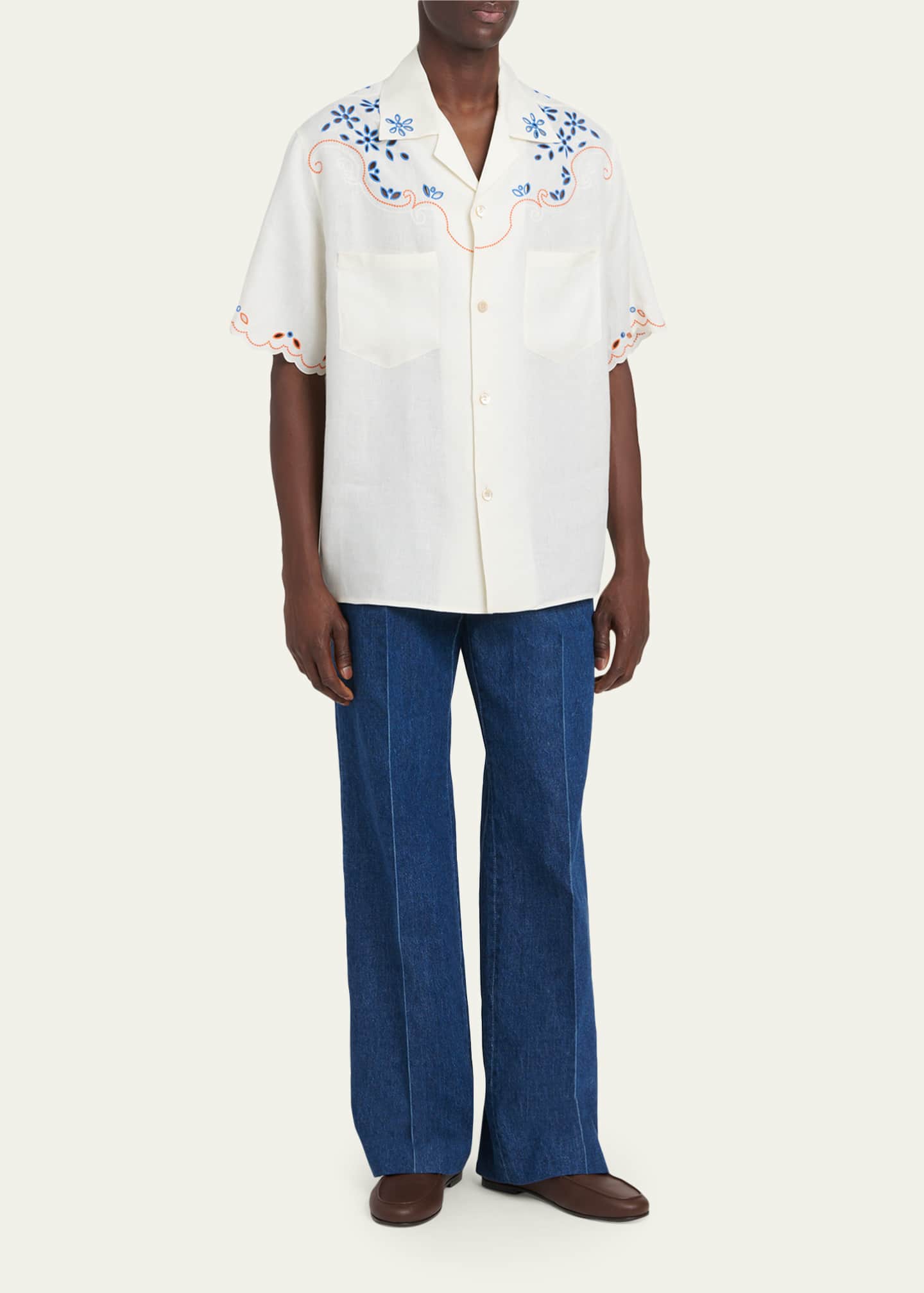 Valentino Garavani Men's Tailored Wide-Leg Denim Jeans - Bergdorf